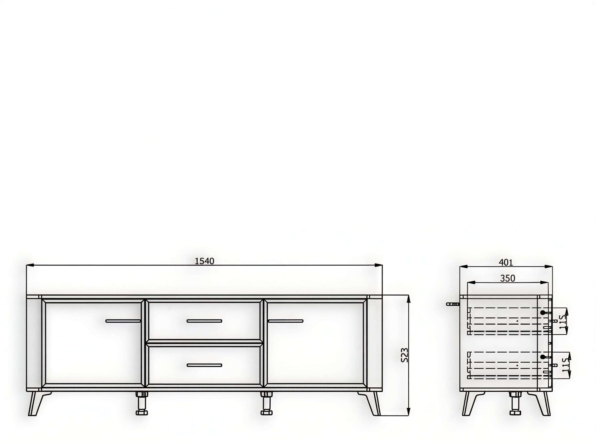 Home affaire Lowboard »Darwen TV-Board, TV-Kommode, TV-Schrank, TV-Unterschrank, TV-Möbel« Abgerundete Kanten, matte Kaschmir-Oberflächen, mit 2 Schubladen