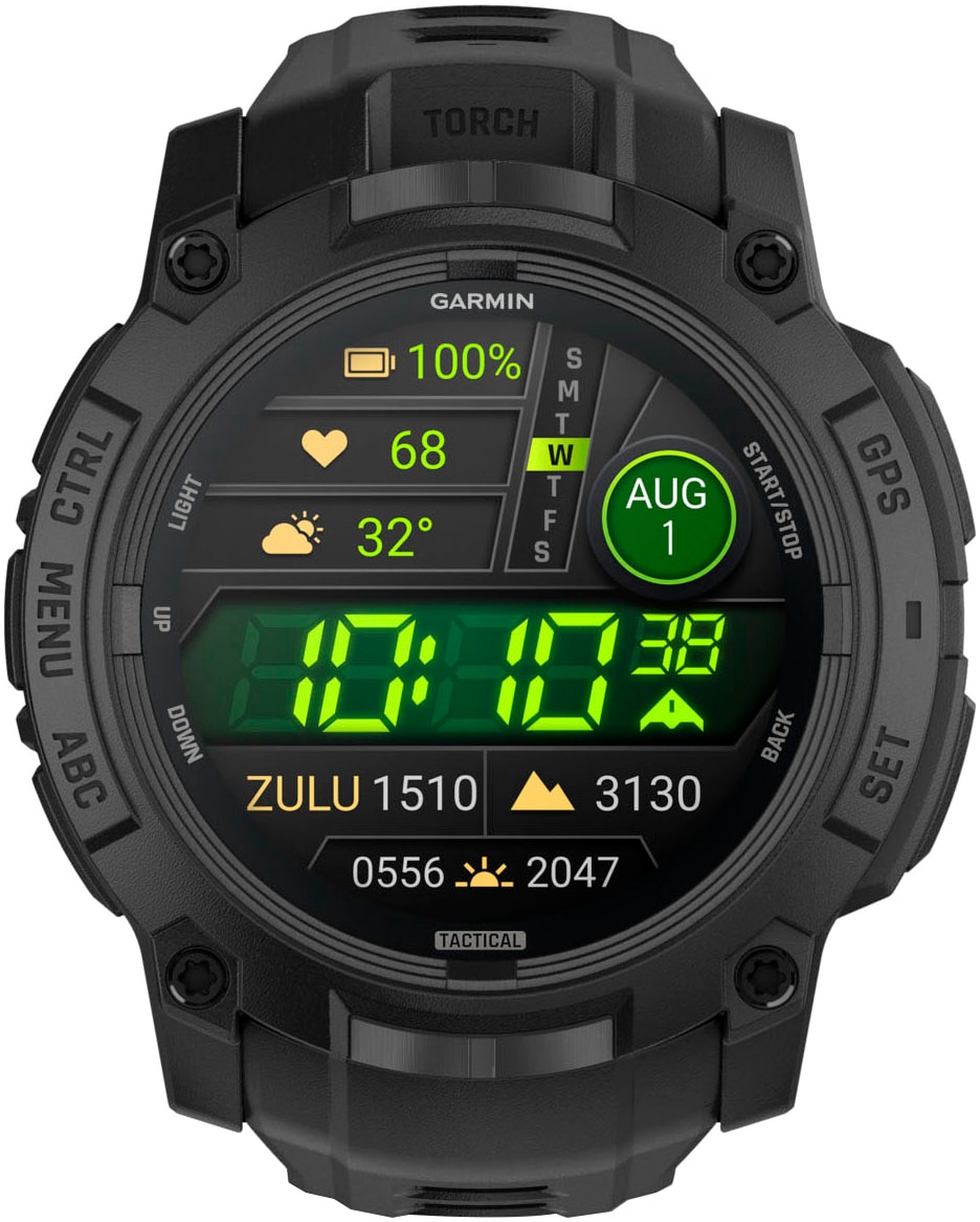Garmin Smartwatch »Instinct 3 AMOLED 50 mm Tactical Edition« (3,3 cm / 1,3;Herzfrequenzsensor;Thermometer ″)