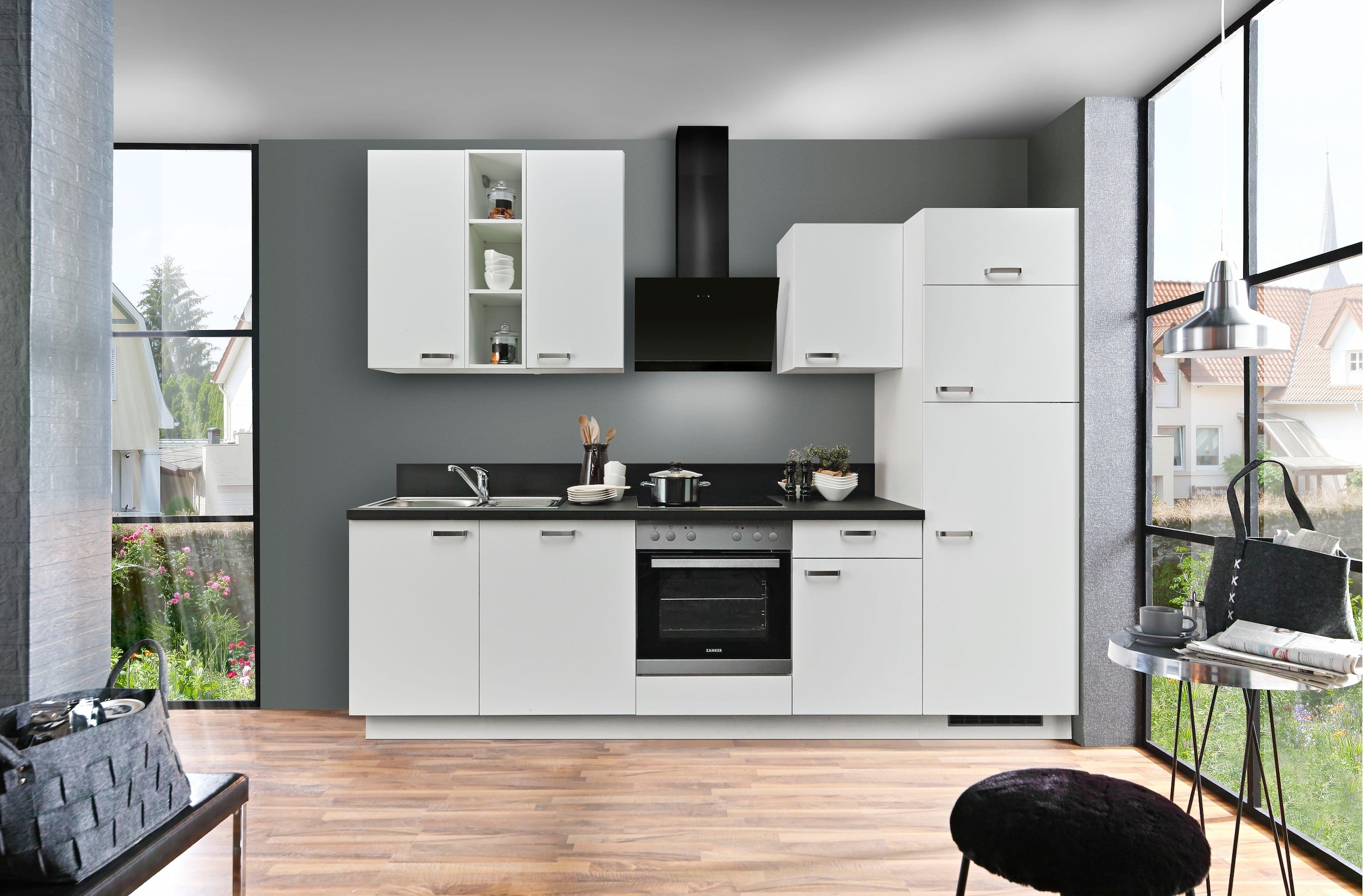 Express Küchen Küchenzeile »Bari«, mit Soft-Close-Funktion und Vollauszug, vormontiert, Breite 280 cm