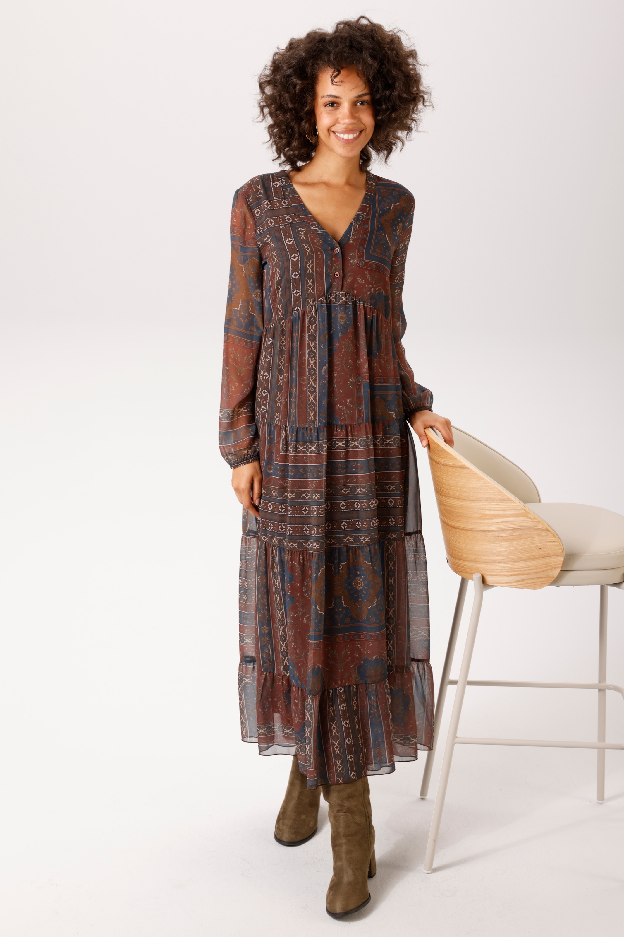 Aniston CASUAL Maxikleid im Folklore-Look - jedes Teil ein Unikat - NEUE KOLLEKTION