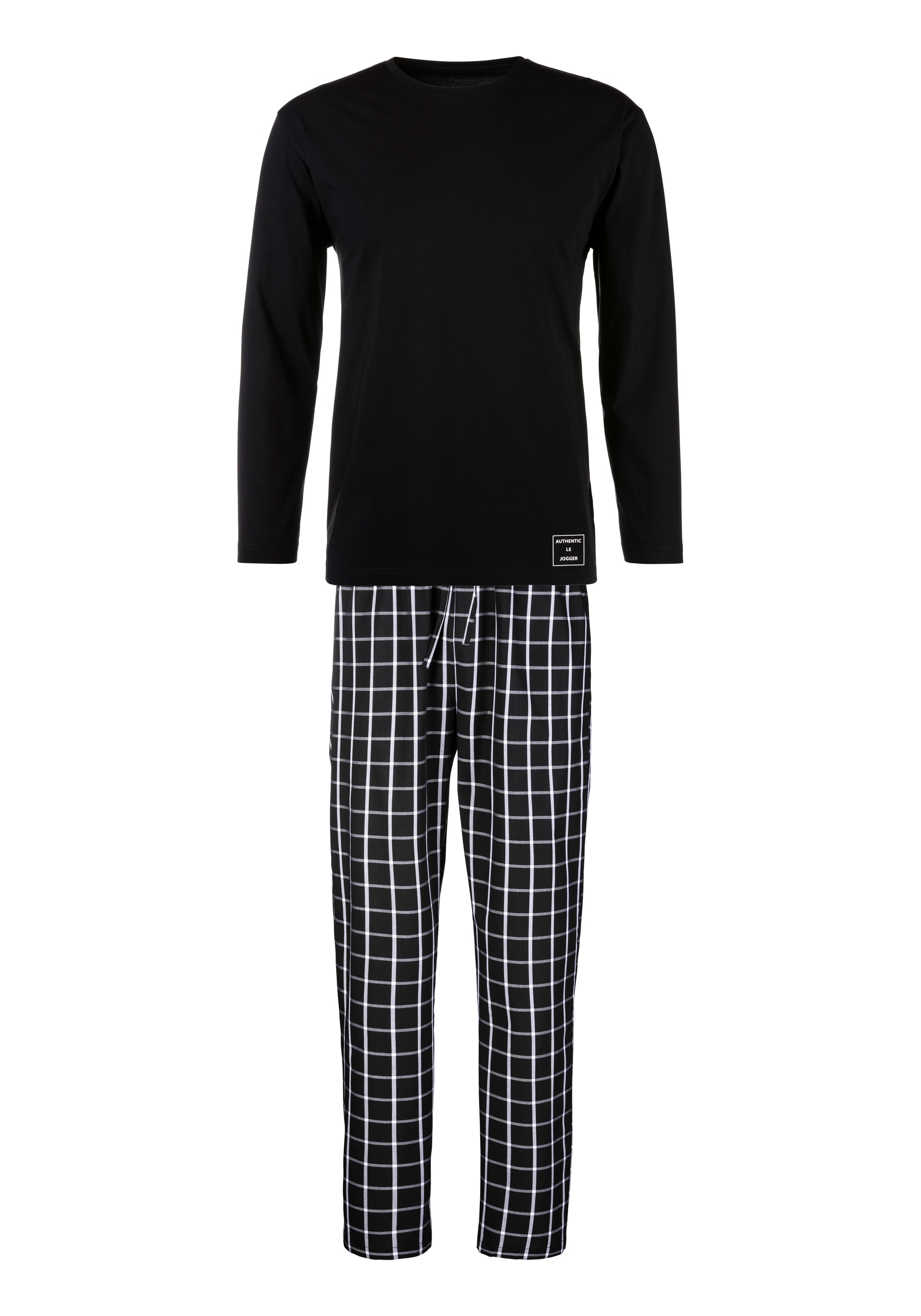 AUTHENTIC LE JOGGER Pyjama, mit karierter Webhose