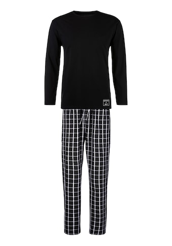 Pyjama, (2 tlg., 1 Stück), mit karierter Webhose
