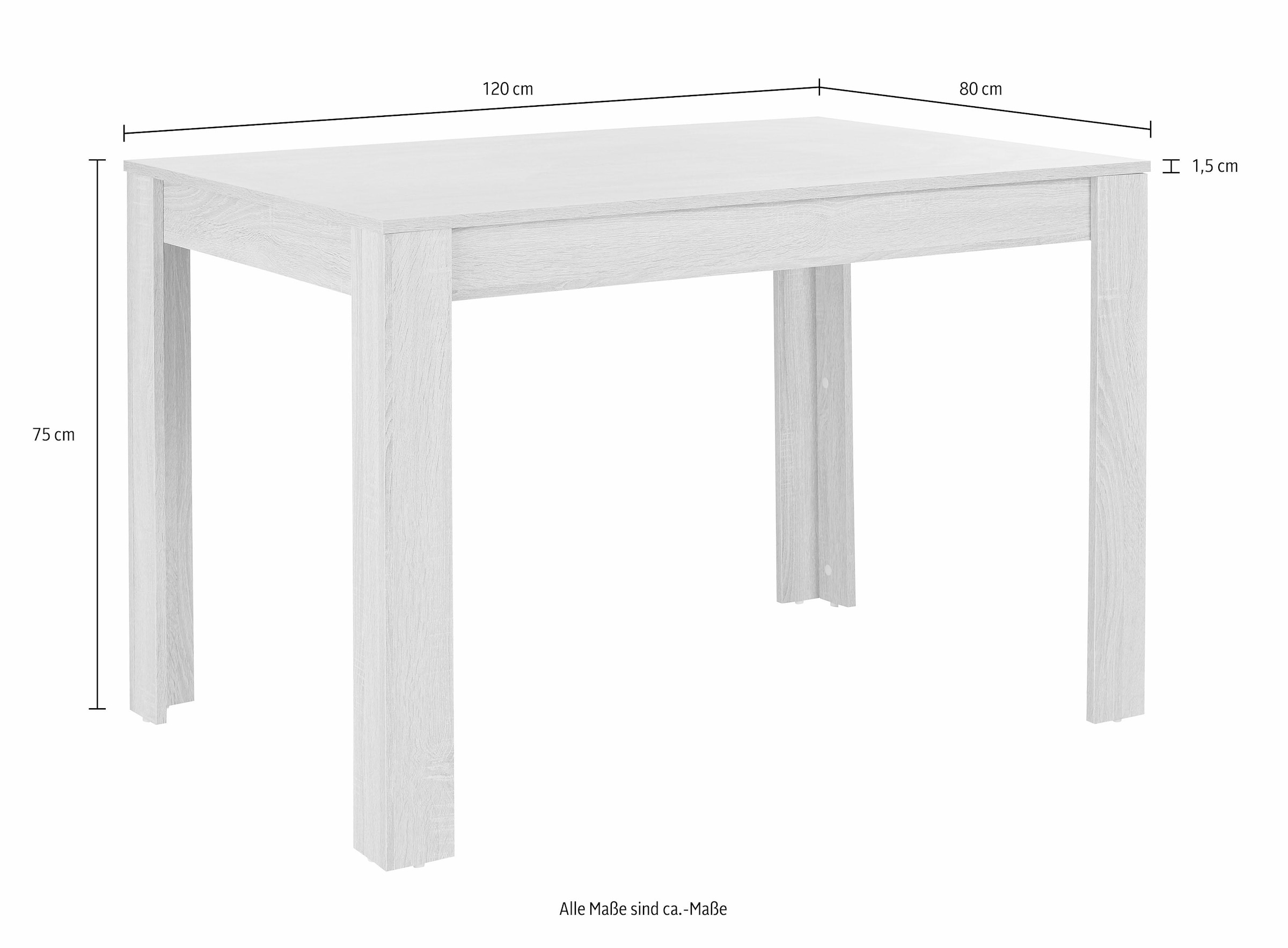 INOSIGN Essgruppe, (Set, 5 tlg.), 4 Stühle mit Tisch in schieferfarben, Breite 120 cm