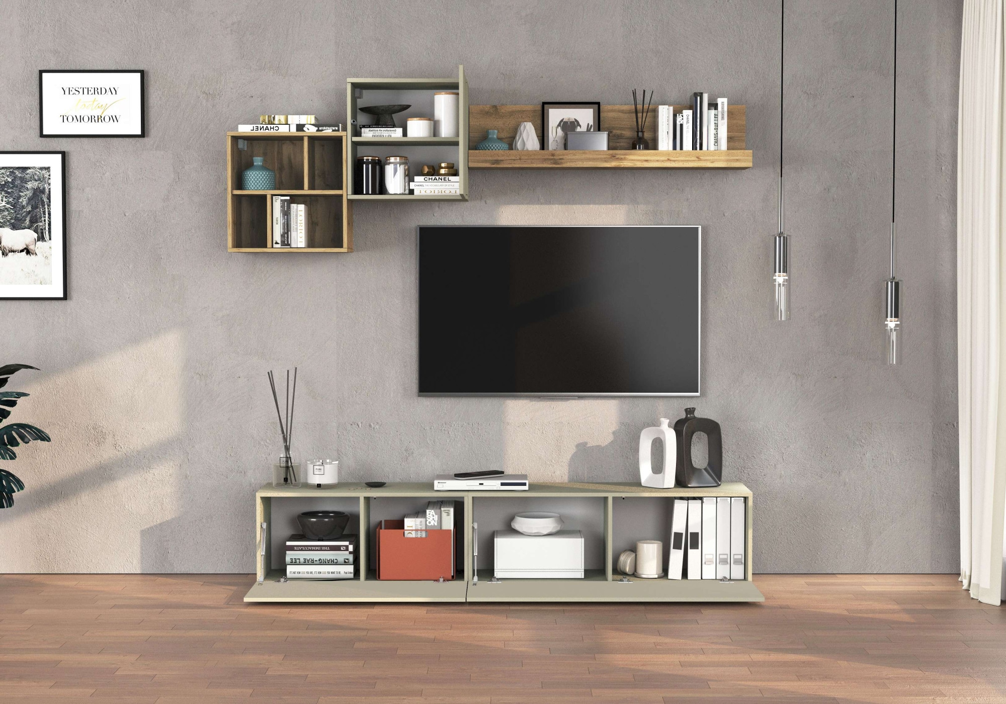 OTTO home TV-Wand »Chronos TV-Set, Wohnwand – Elemente frei platzierbar, Made in Italy« Set, 5-er set, 5 Stk. tlg.