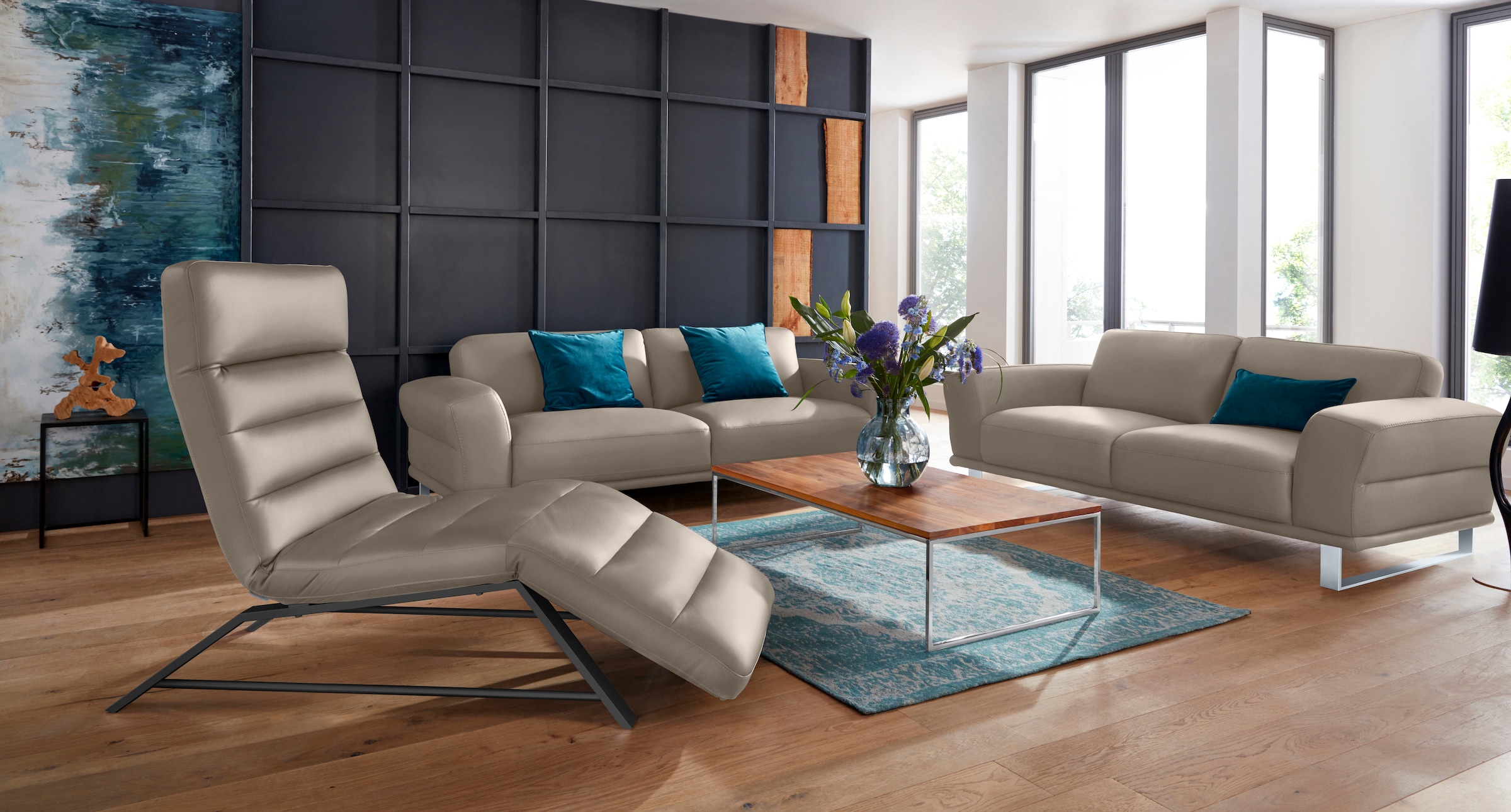 W.SCHILLIG 2,5-Sitzer »montanaa« mit Metallkufen in Silber matt, Breite 212 cm