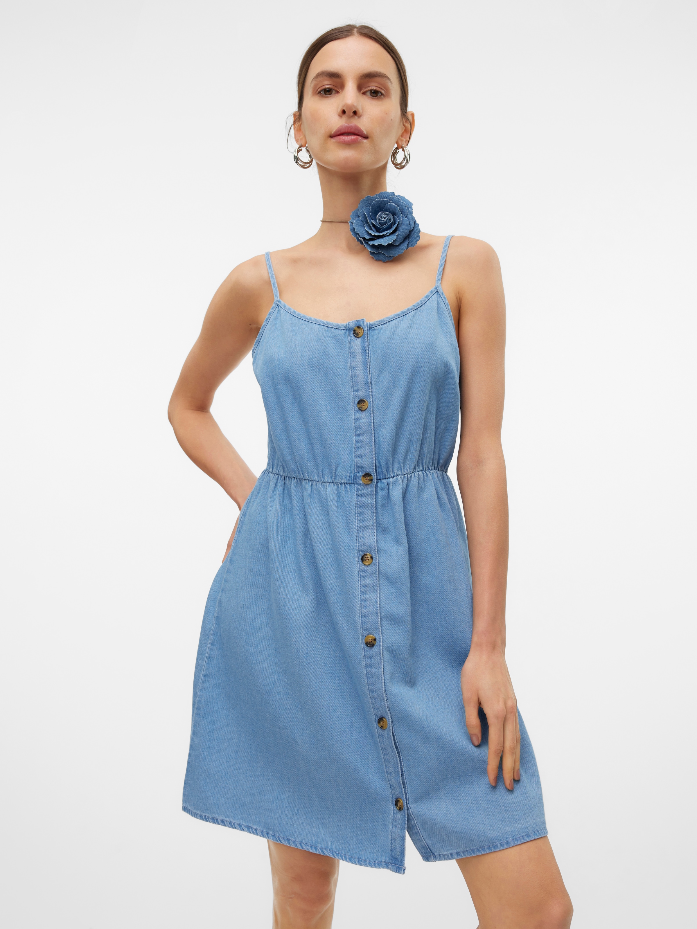 Vero Moda Jeanskleid »VMFLICKA STRAP SHORT DRESS LCS« Baumwolle, regular fit, verstellbare Träger