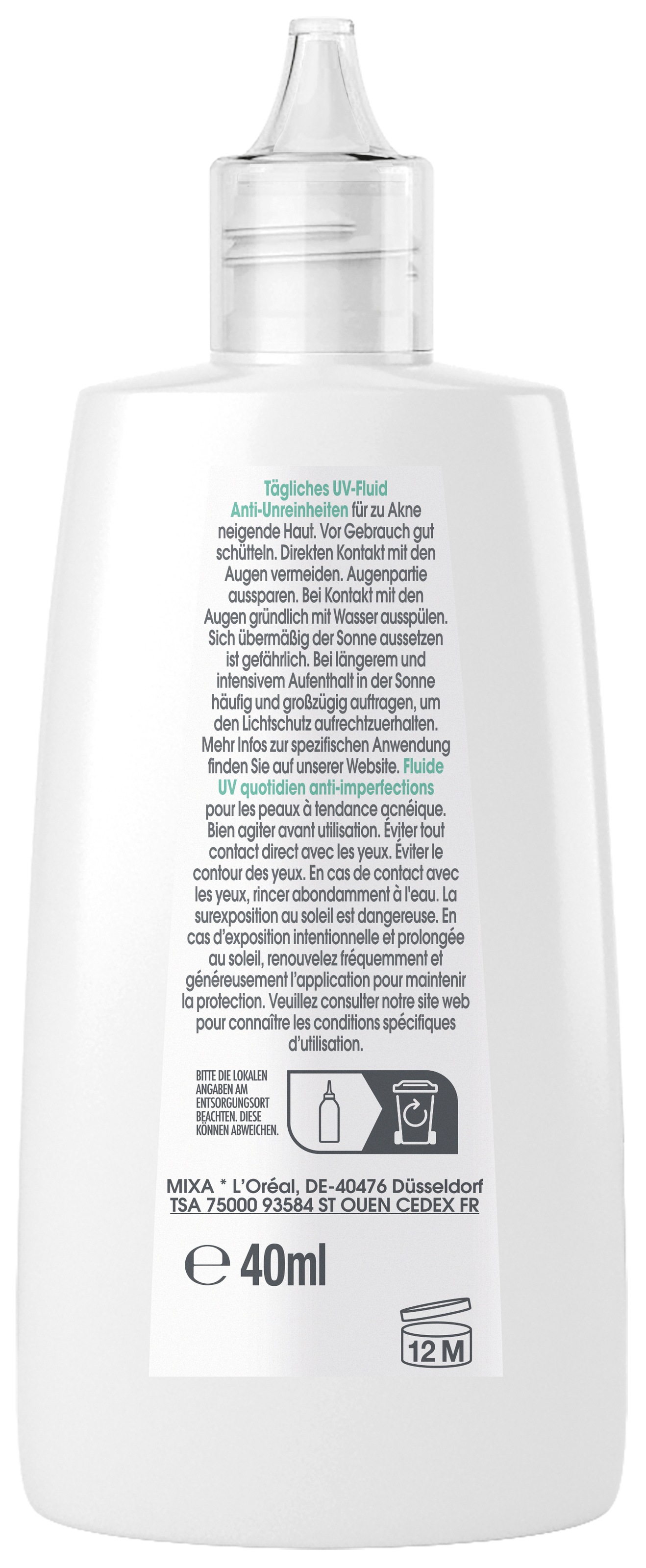 Mixa Gesichts-Reinigungsfluid »MIXA ANTI-UNREINHEITEN LSF50 + UV FLUID« mit Niacinamid