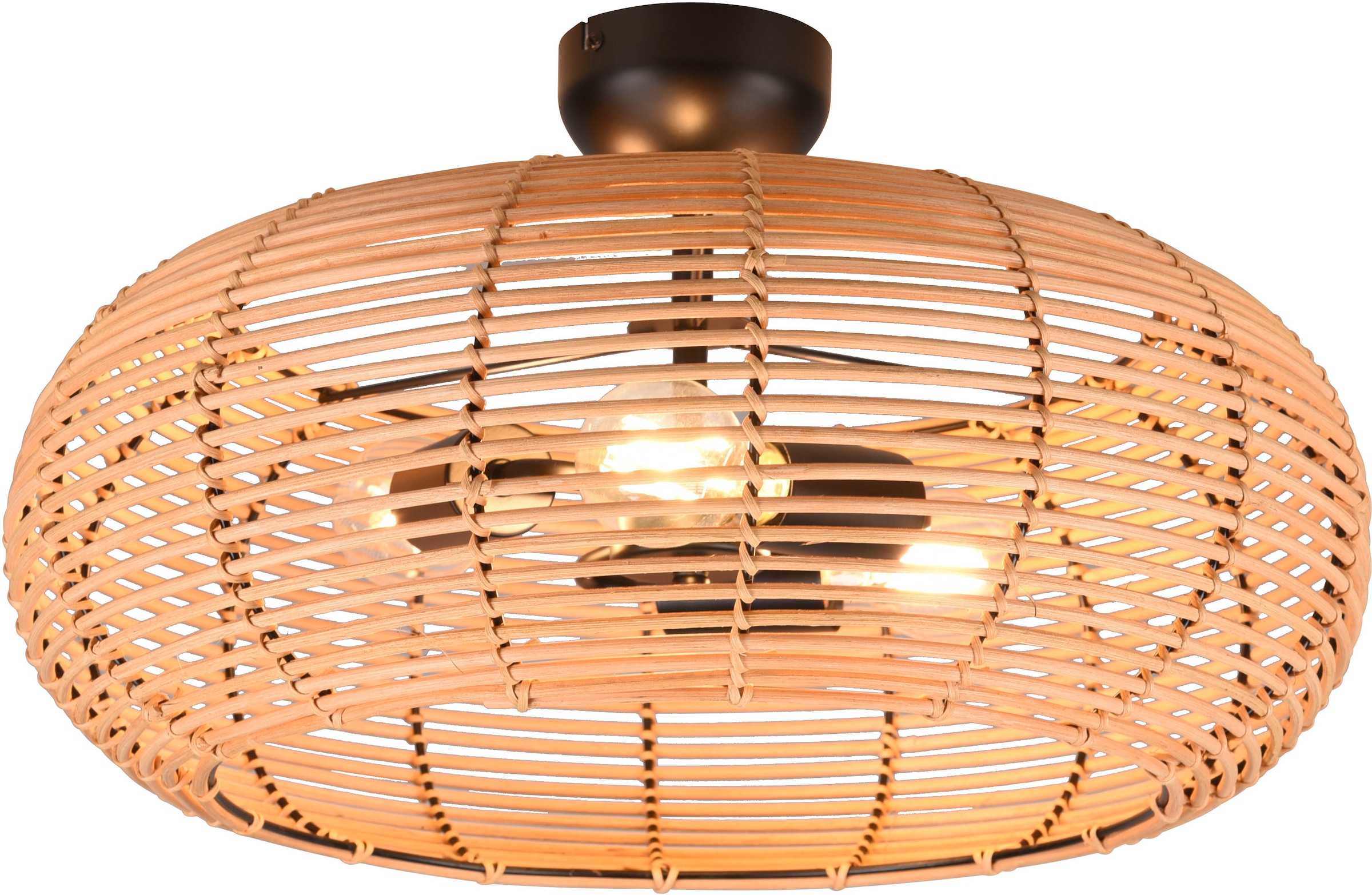 TRIO Leuchten Deckenleuchte »Inga«, 3 flammig, Leuchtmittel E27 | ohne Leuchtmittel, Deckenlampe aus Rattan in Korbgeflecht Optik, exkl 3xE27 Ø 50cm