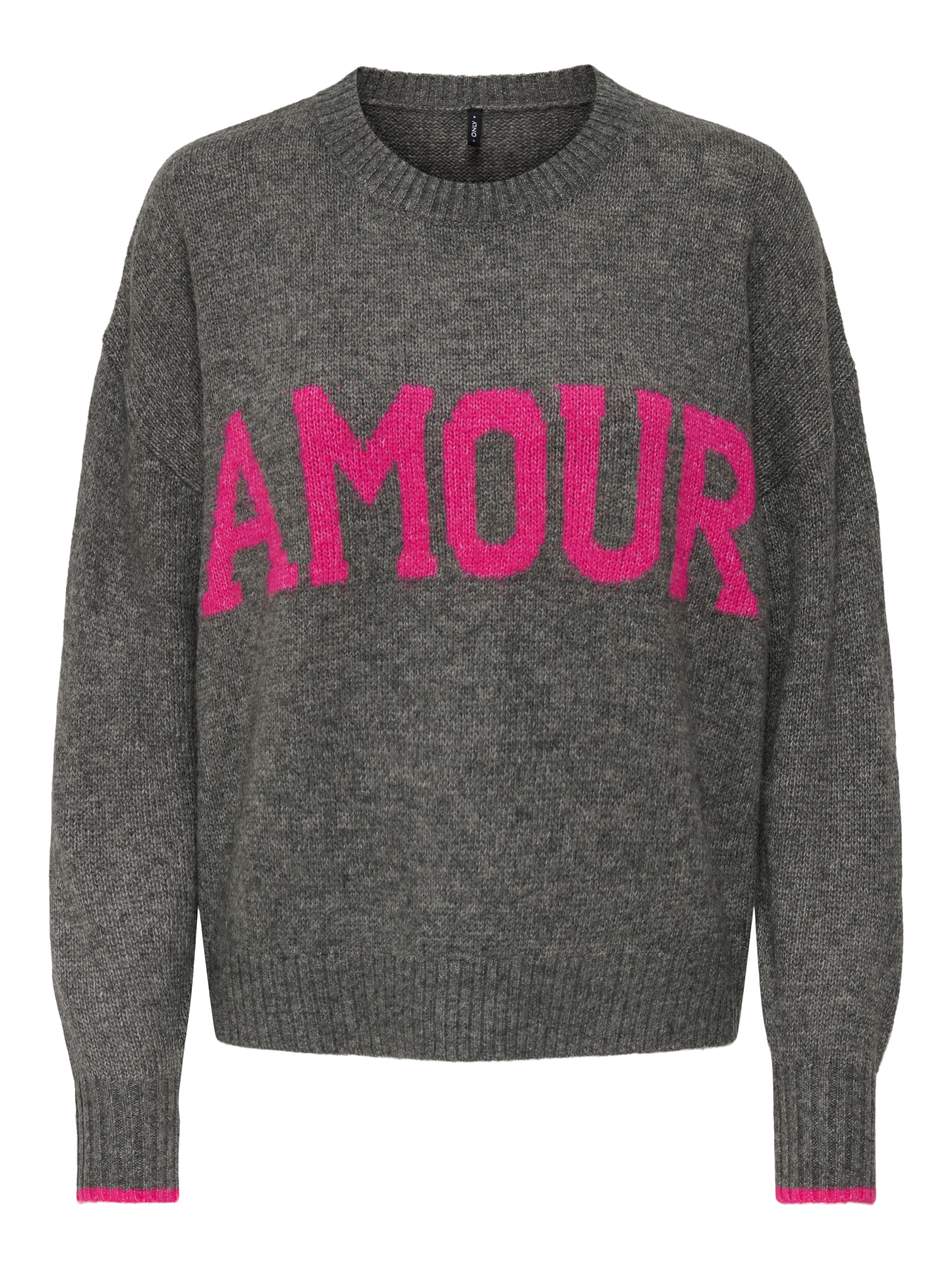 ONLY Rundhalspullover »ONLNEW AMOUR LS TEXT O-NECK CS KNT«