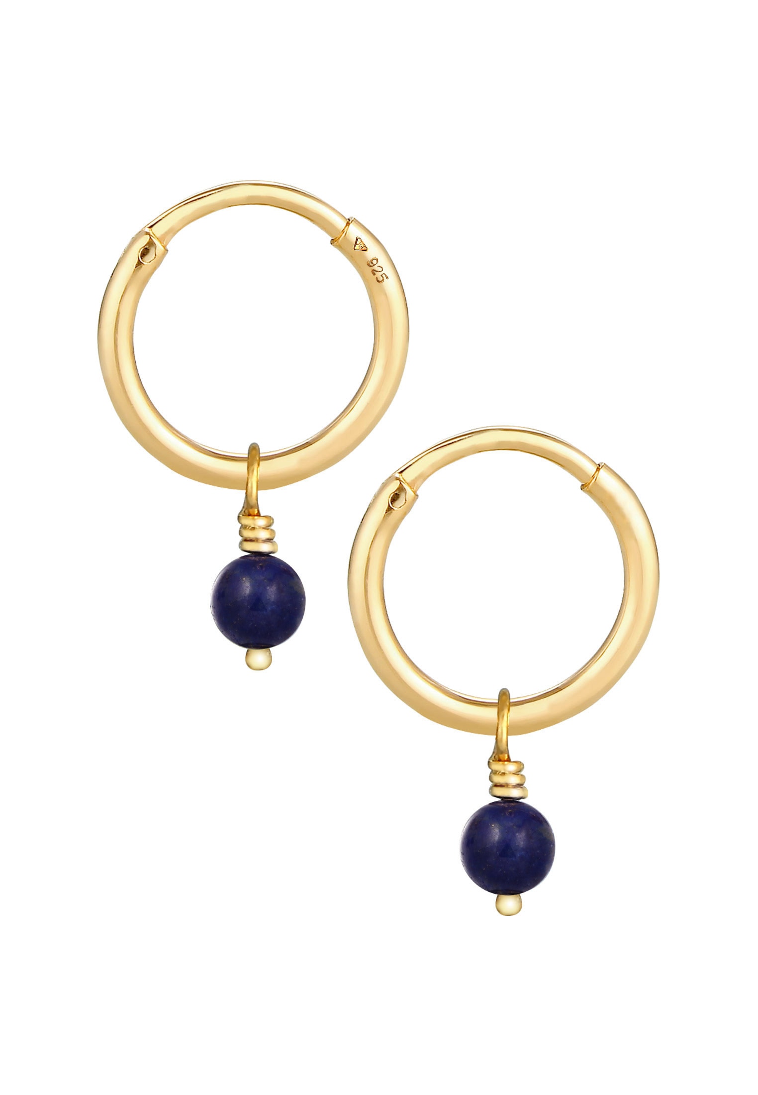 Elli Paar Creolen »Ohrringe Creolen Lapis Lazuli Kugel Rund 925 Silber«
