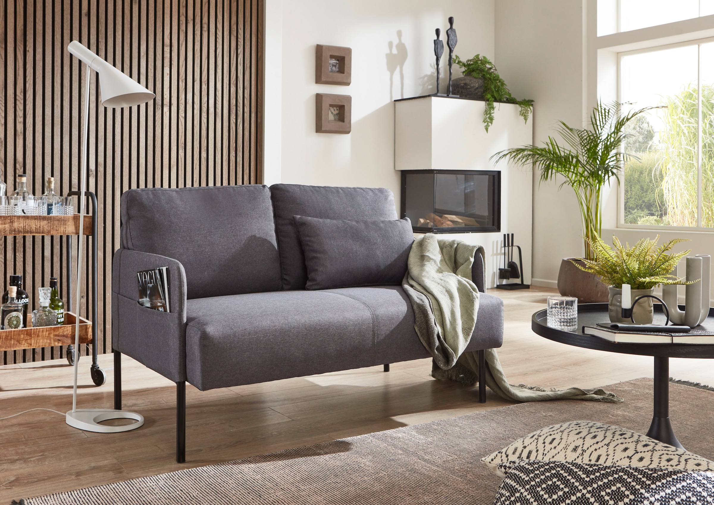 ATLANTIC home collection Sofa »Glenn«, mit Seitentasche, Rückenkissen und  Wellenunterfederung OTTO Online Shop