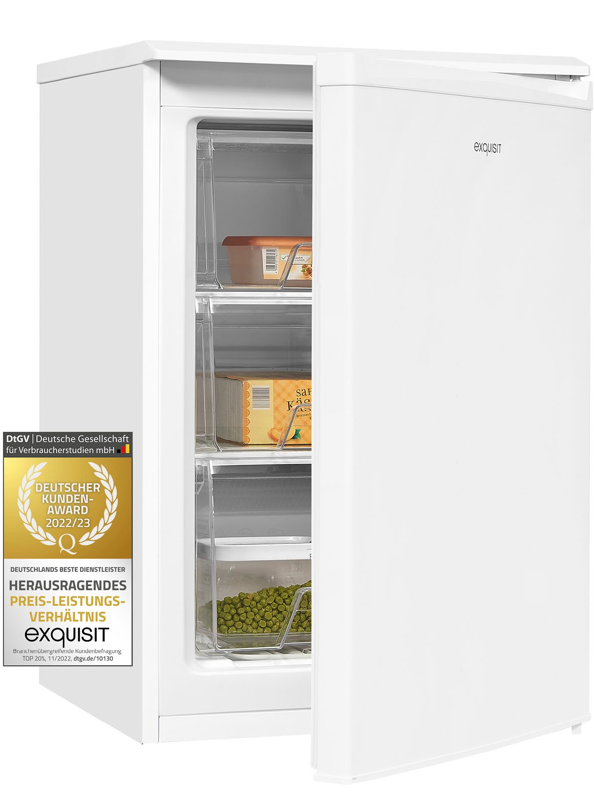 exquisit Gefrierschrank »GS80-030E weiss«, 84,5 cm hoch, 55,3 cm breit, Türanschlag wechselbar