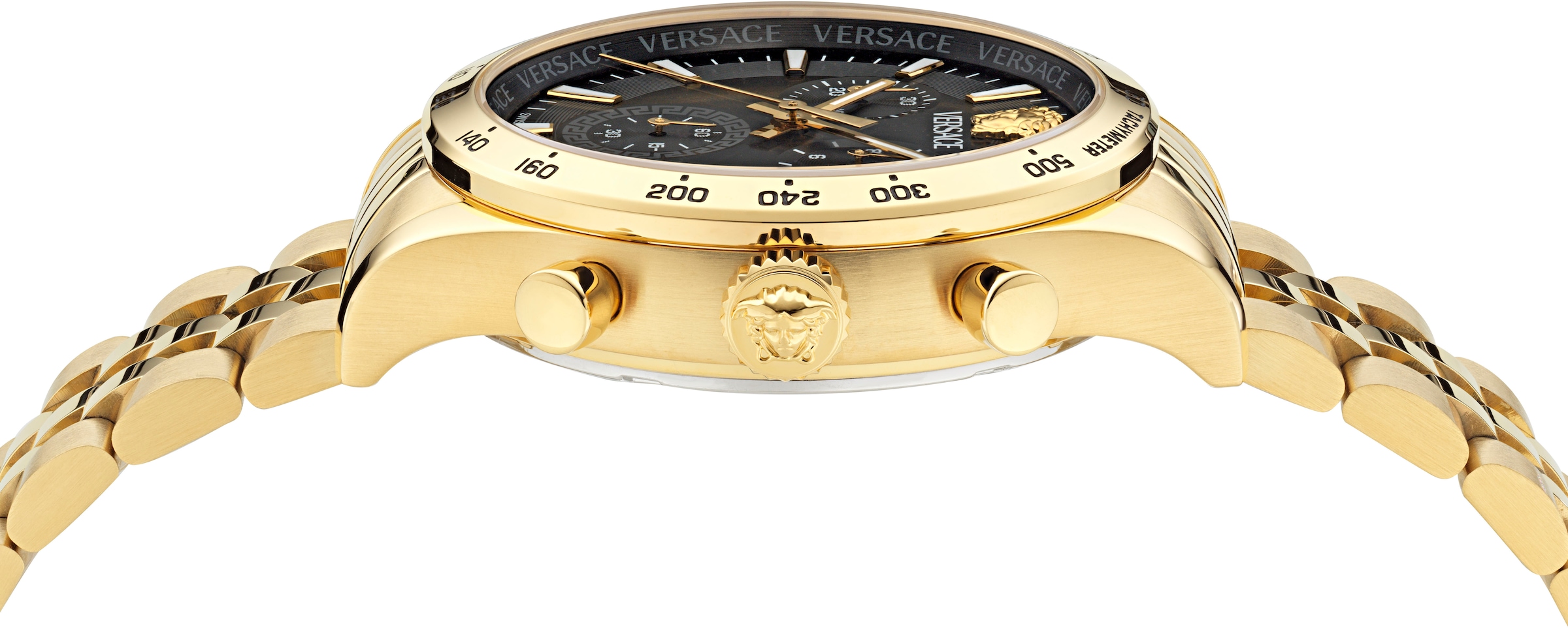 Versace Chronograph »HELLENYIUM CHRONO PETITE«, Quarzuhr, Armbanduhr, Herrenuhr,Swiss Made,Edelstahlband,Stoppfunktion