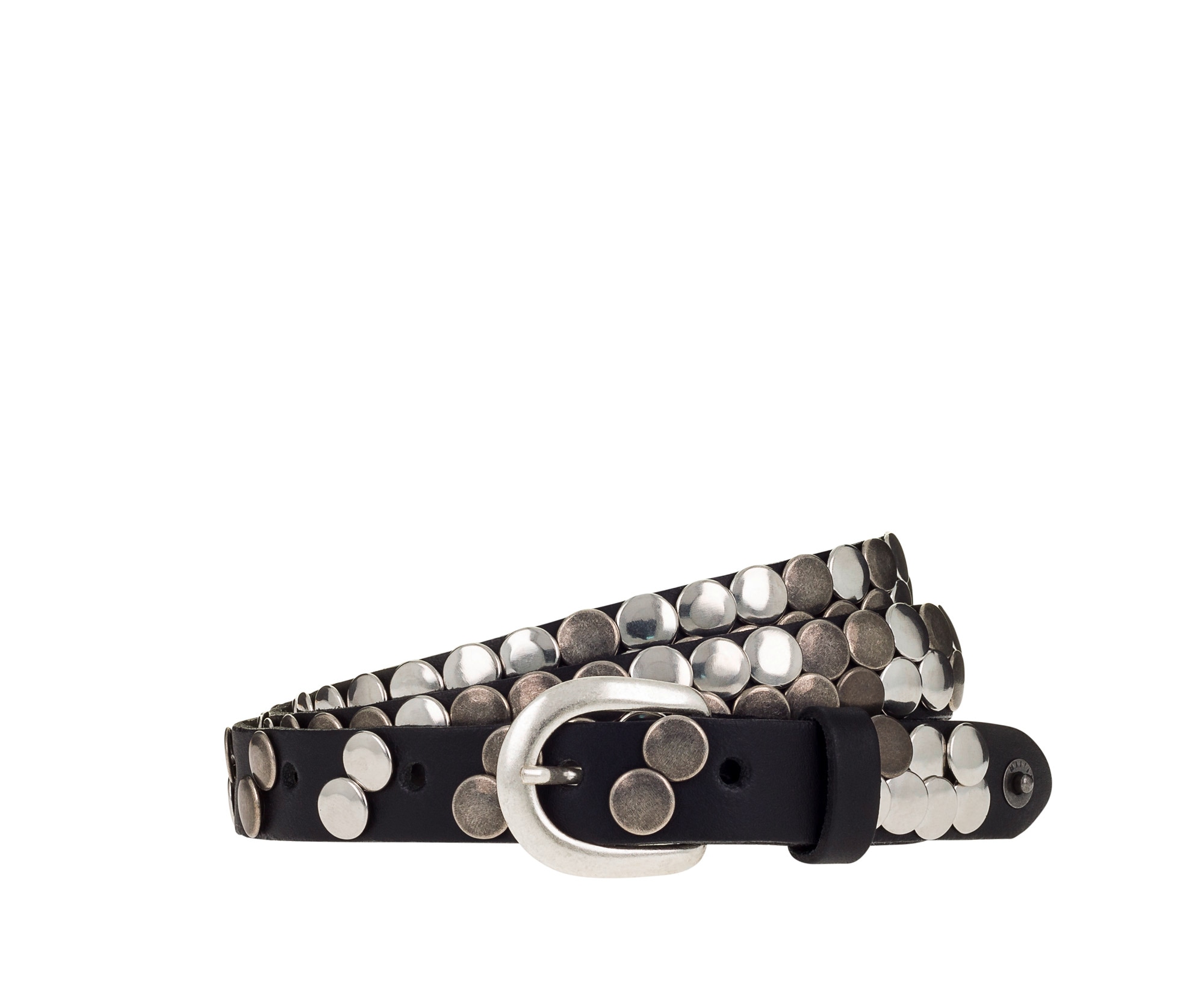 MUSTANG Ledergürtel Echtleder, mit Plattnieten verziert, einfache Dornschließe