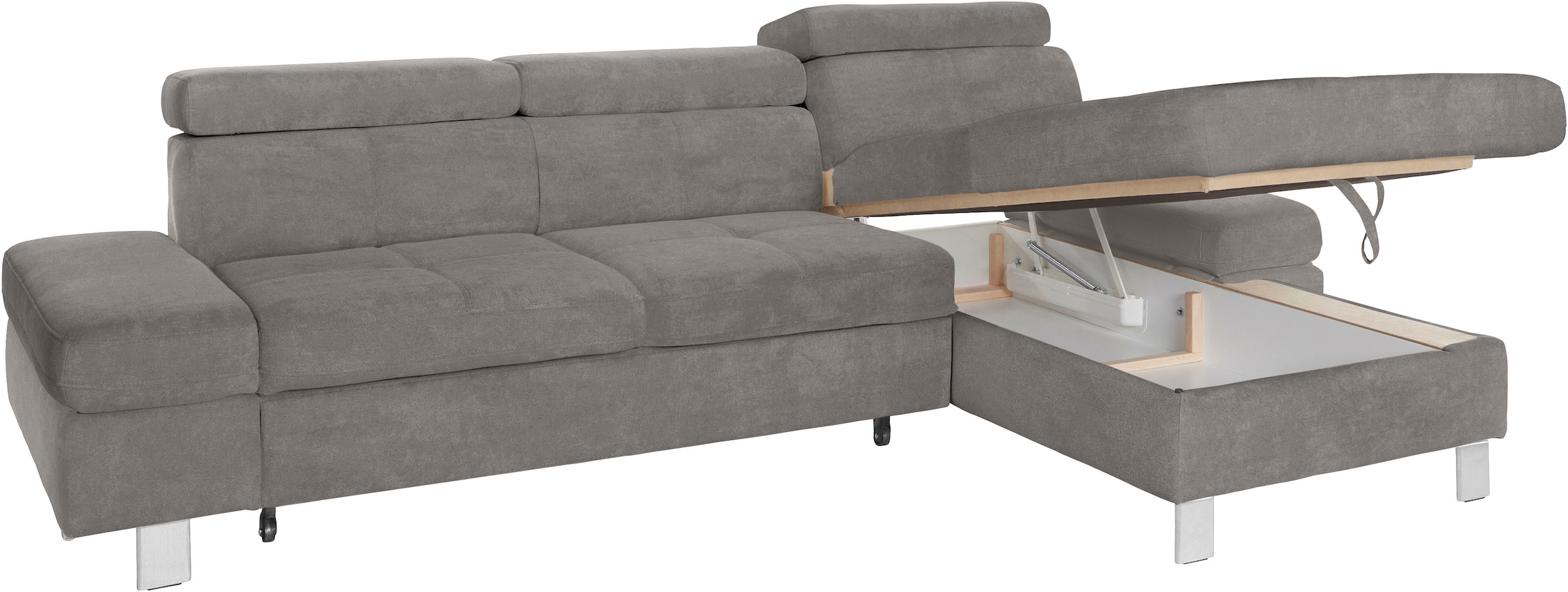 exxpo - sofa fashion Ecksofa »Fiji, hochwertige Detailverarbeitung im Sitz und Rücken, L-Form«, bequem durch Kopf- und Armteilverstellung, wahlweise mit Bettfunktion
