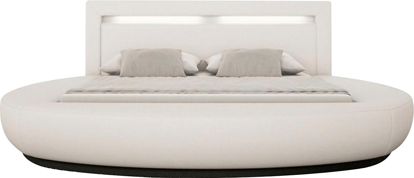 SalesFever Rundbett, mit LED-Beleuchtung im Kopfteil, Design Bett in Kunstleder, Rundbett