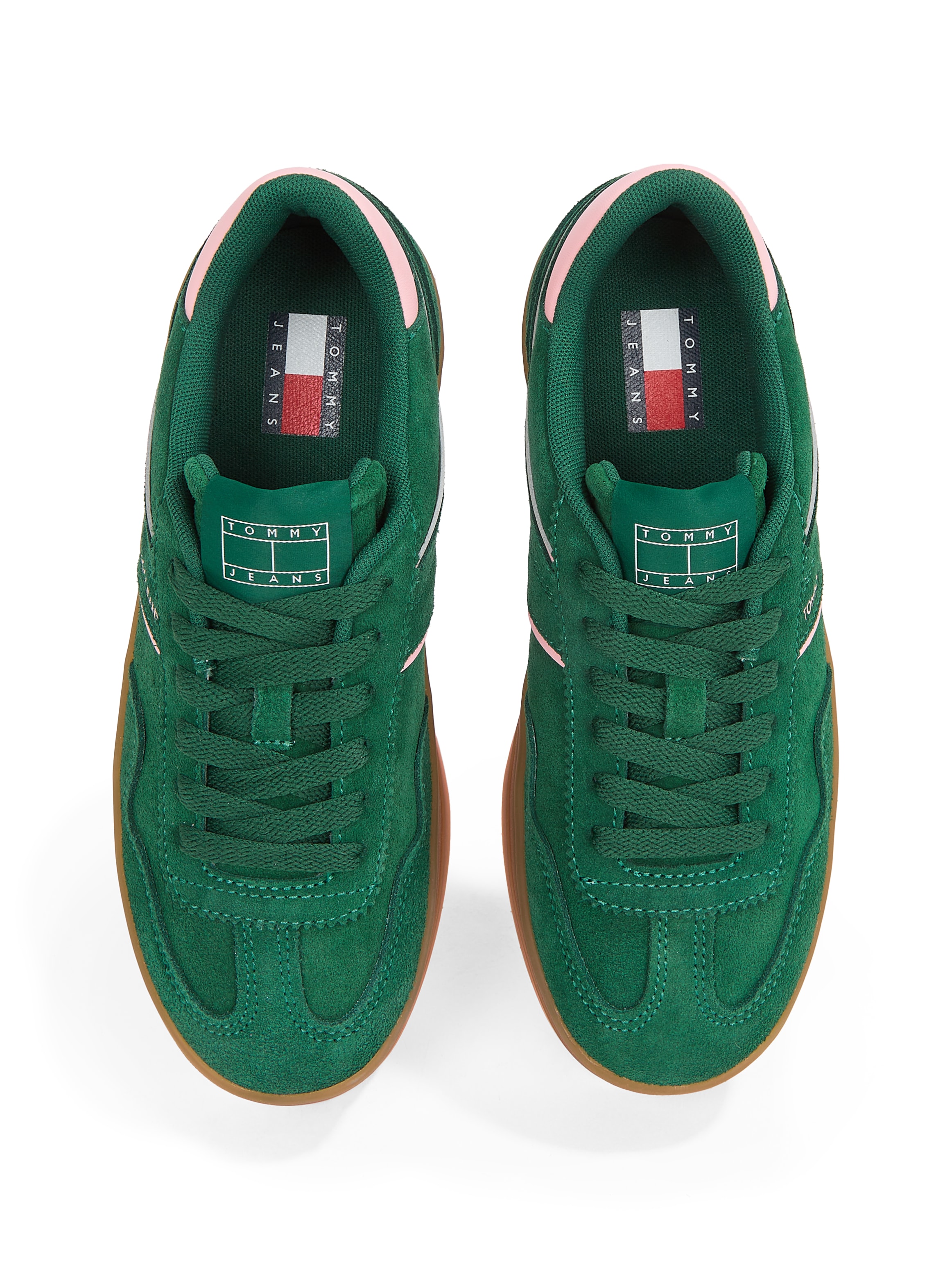Tommy Jeans Plateausneaker »THE GREENWICH FLATFORM SUEDE«, Freizeitschuh, Halbschuh, Schnürschuh mit dezenten Ziernähten