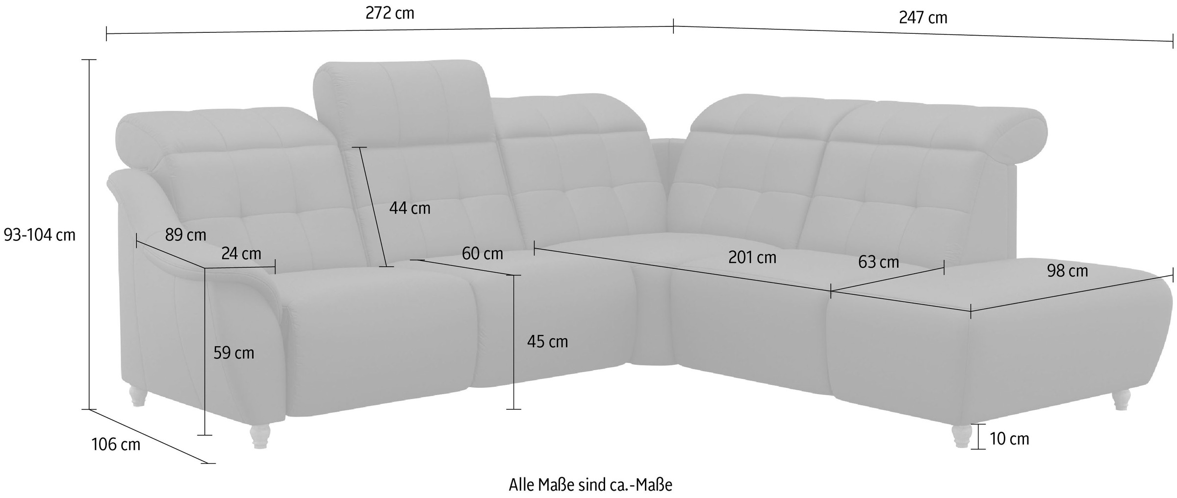Home affaire Ecksofa »Boston L-Form« Kopfteilverstellung an jeder Sitzfläche, wahlweise Relaxfunktion