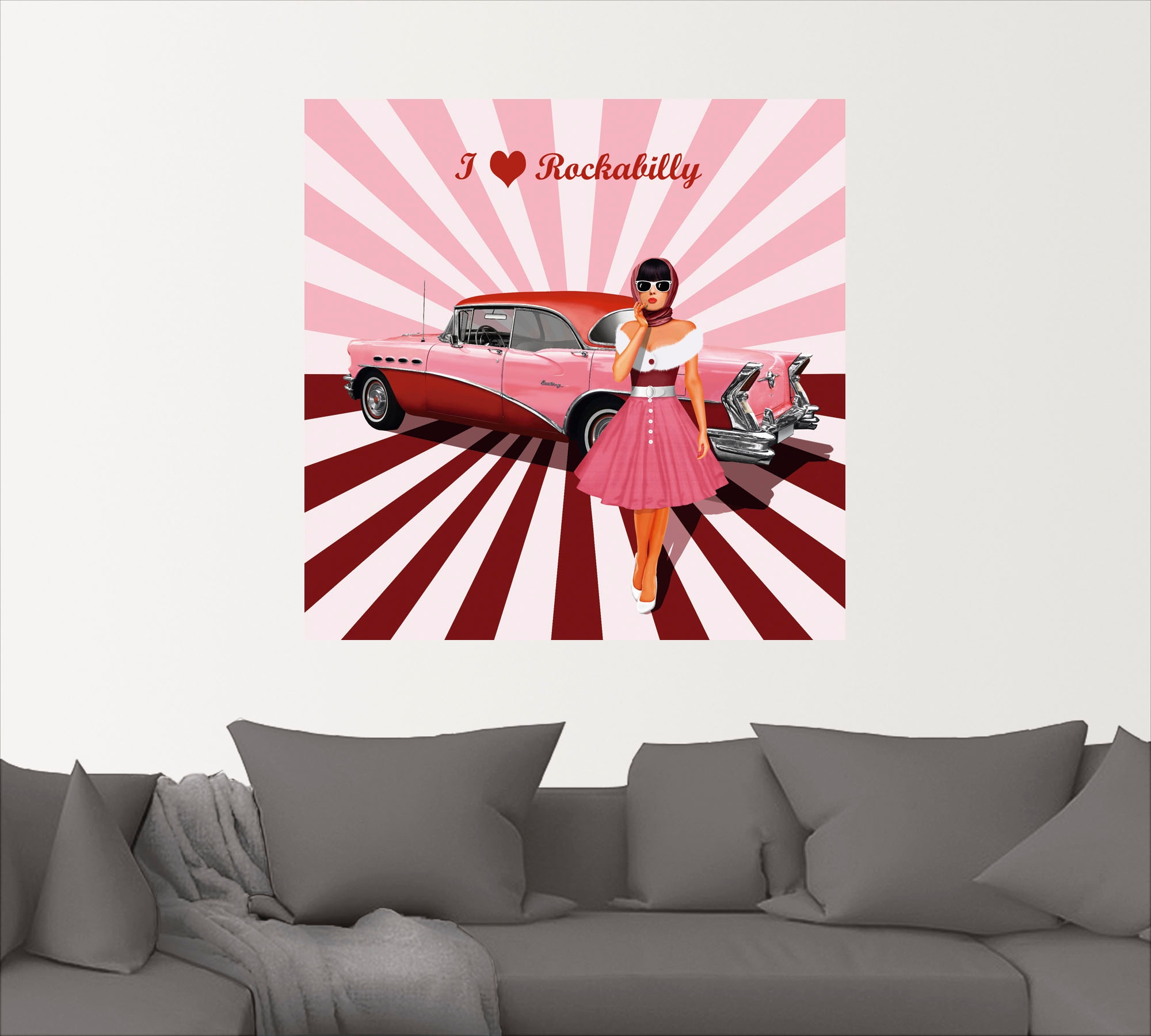 Artland Wandbild »Ich liebe Rockabilly«, Ausstellungsplakate, (1 St.), als Alubild, Outdoorbild, Leinwandbild, Poster, Wandaufkleber