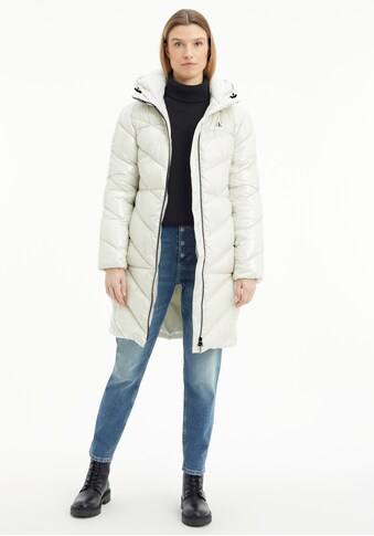 Calvin Klein Jeans Kurzmantel »DIAGONAL QUILT LONG COAT«, mit auffälligem CK-Druck kaufen
