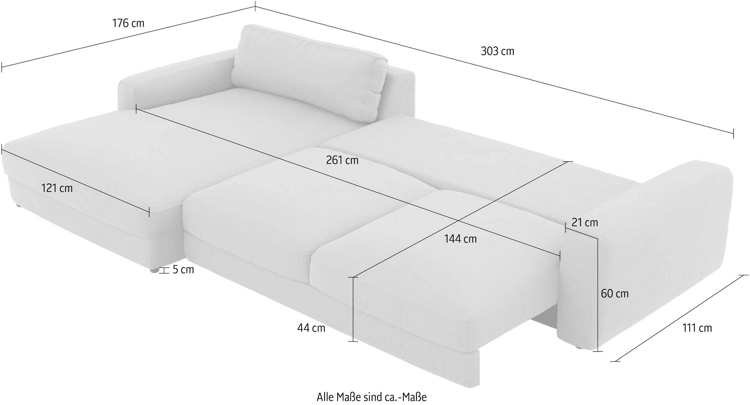 Places of Style Ecksofa »Bloomfield, L-Form«, wahlweise mit Bettfunktion und Bettkasten