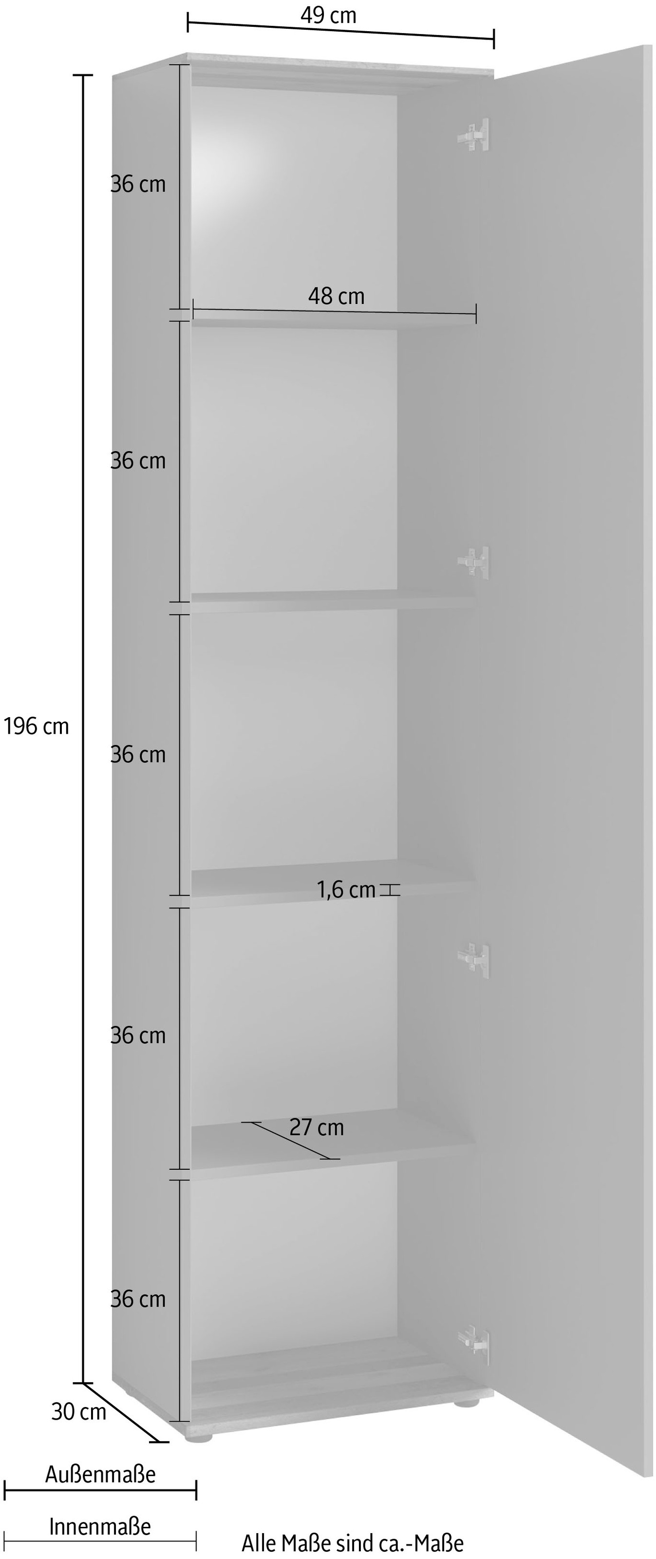 byLIVING Garderobenschrank »Jakob«, mit großem Spiegel, Breite 49 cm