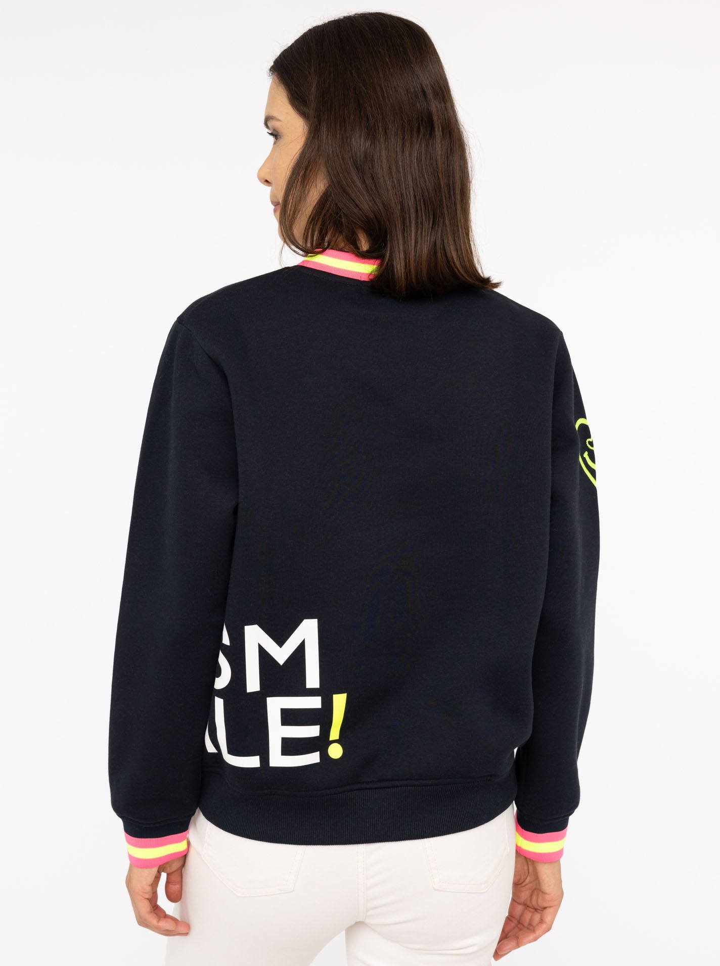 Zwillingsherz Sweatshirt »"Alissa"«, mit SMILE PRINT, Kontrastbündchen, gesticktem Herz am Arm