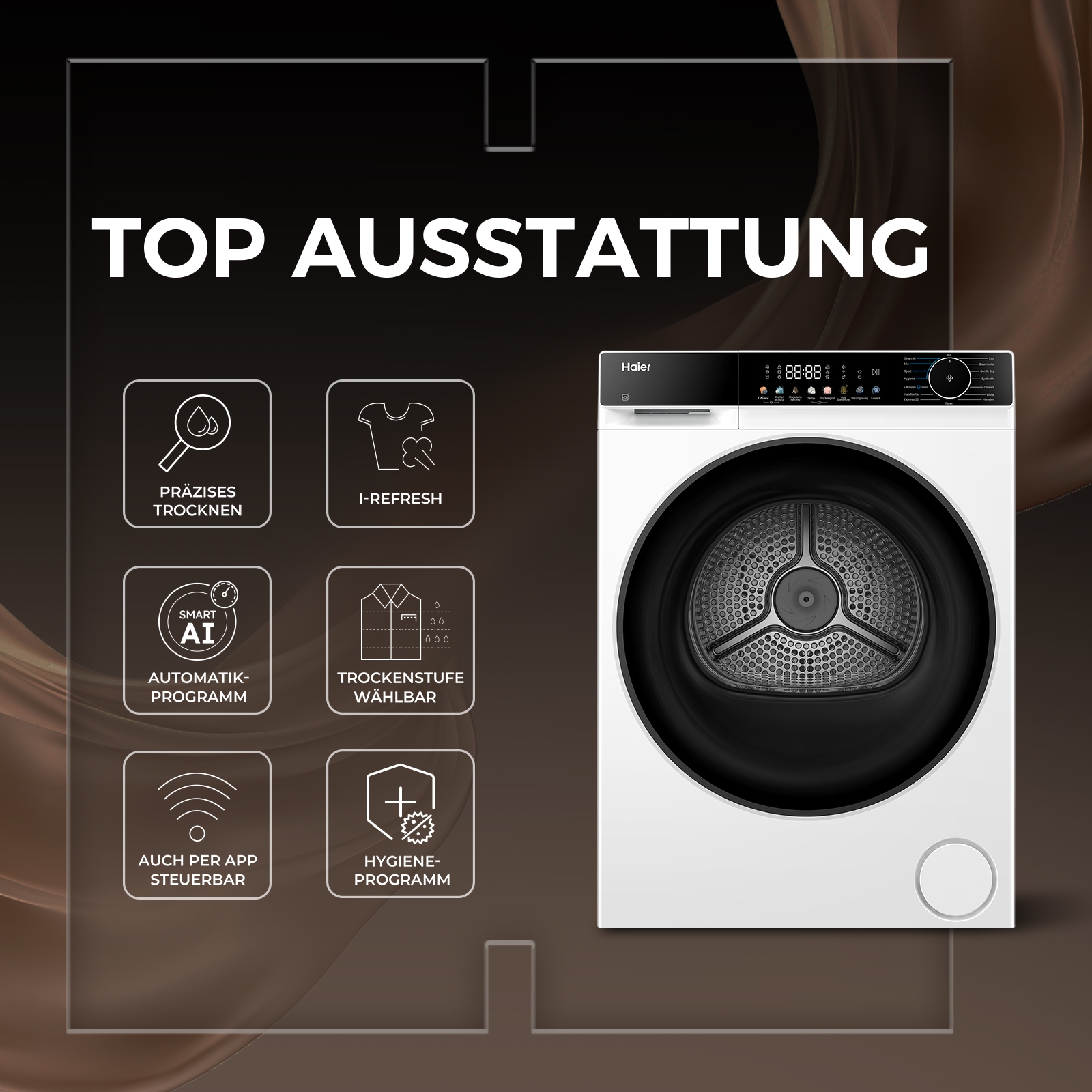 Haier Wärmepumpentrockner »HD90-C657BU1« G5 Serie Smart AI Automatikprogramm & Wi-Fi