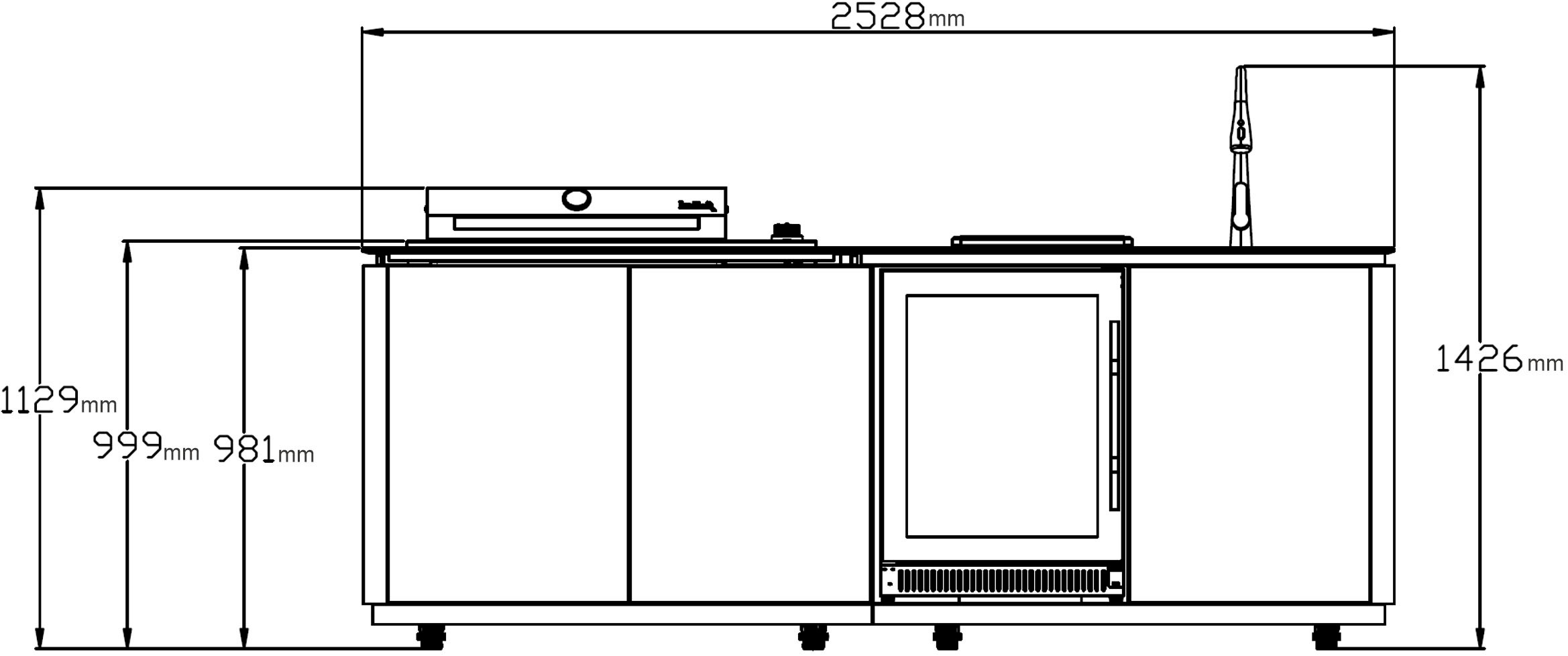 Buschbeck Outdoor-Küche »Derby«, grau marmorierte Keramikverkleidung, BxTxH: 253x110x143 cm