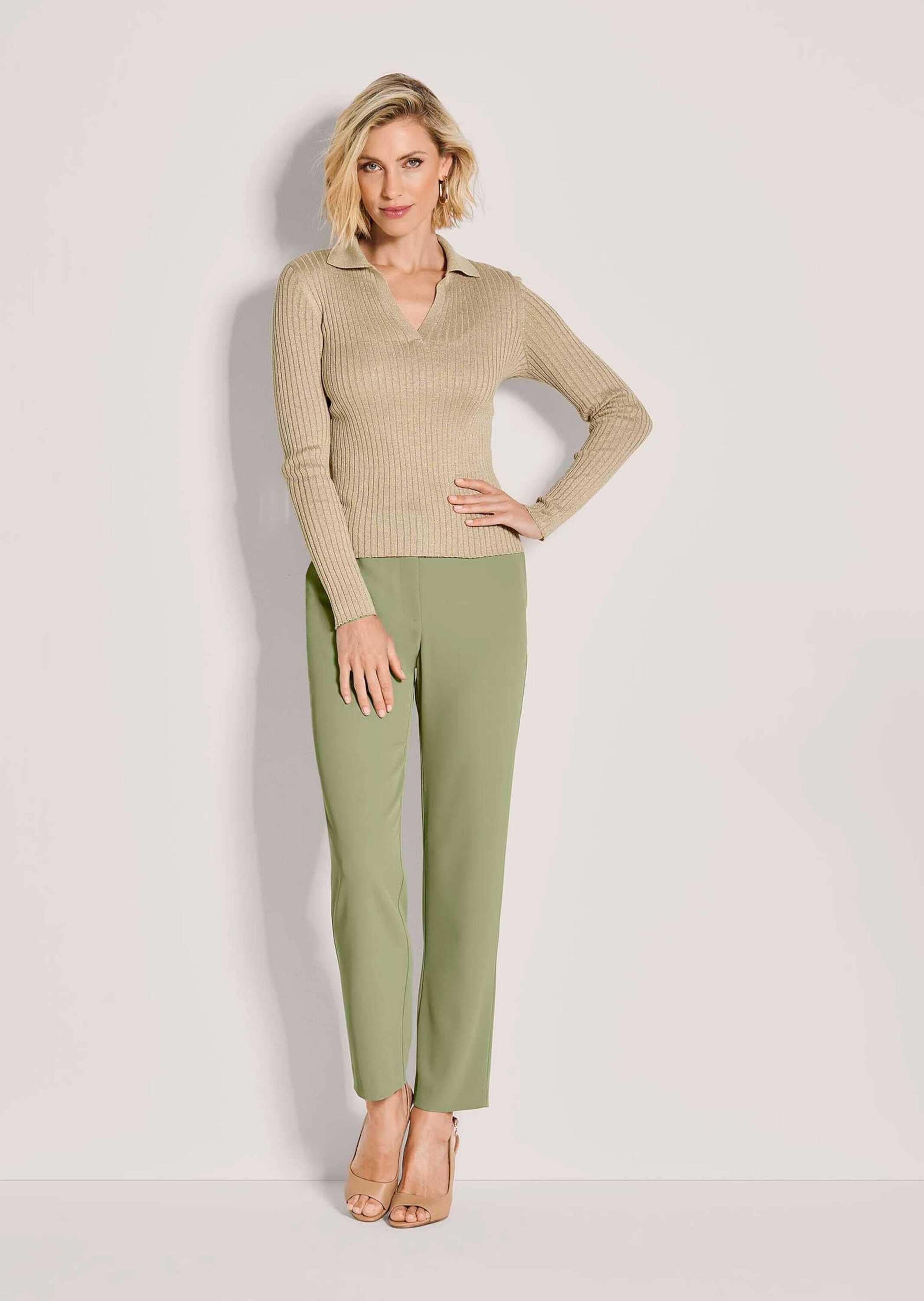 MADELEINE Longpullover »Strickpullover Glanzpullover mit Polokragen« Polokragen