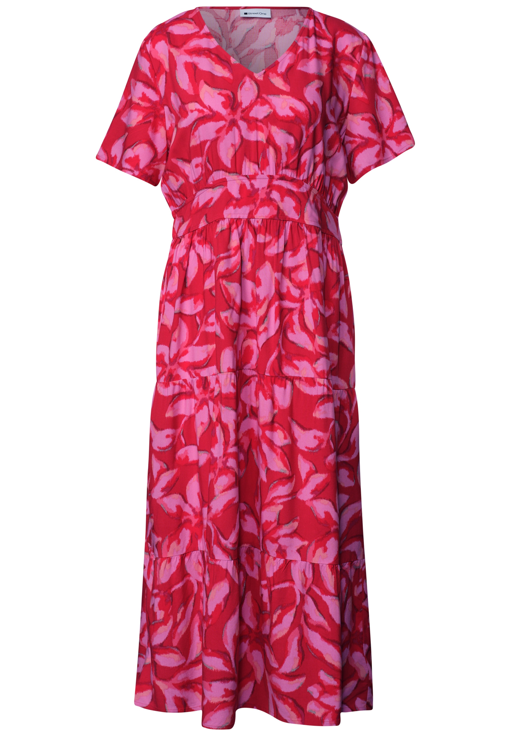 STREET ONE Midikleid Ohne Taschen Sommerkleid mit Print und Smok-Detail/Floralem Muster