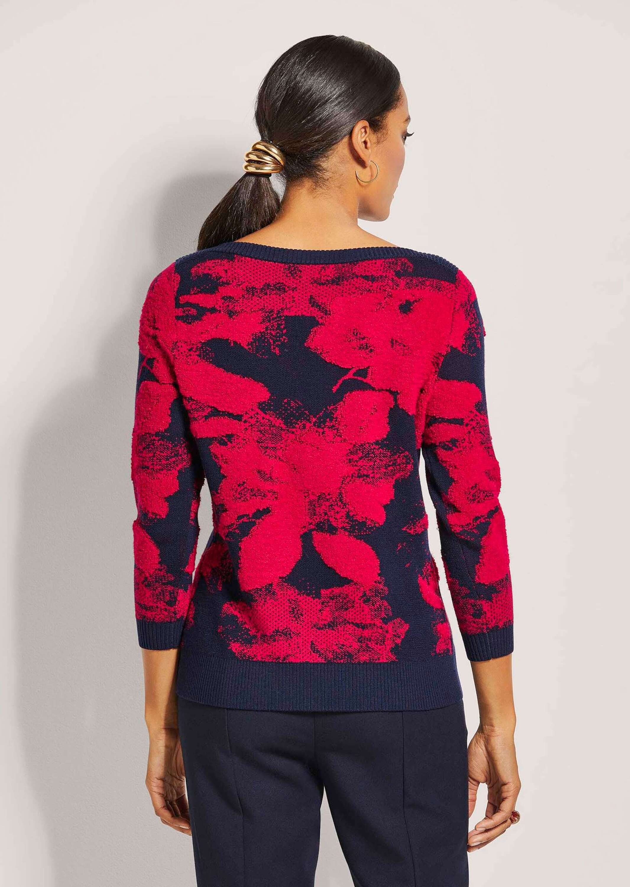 MADELEINE Longpullover »Stricktop Jacquardpullover mit Druck, Langarm«