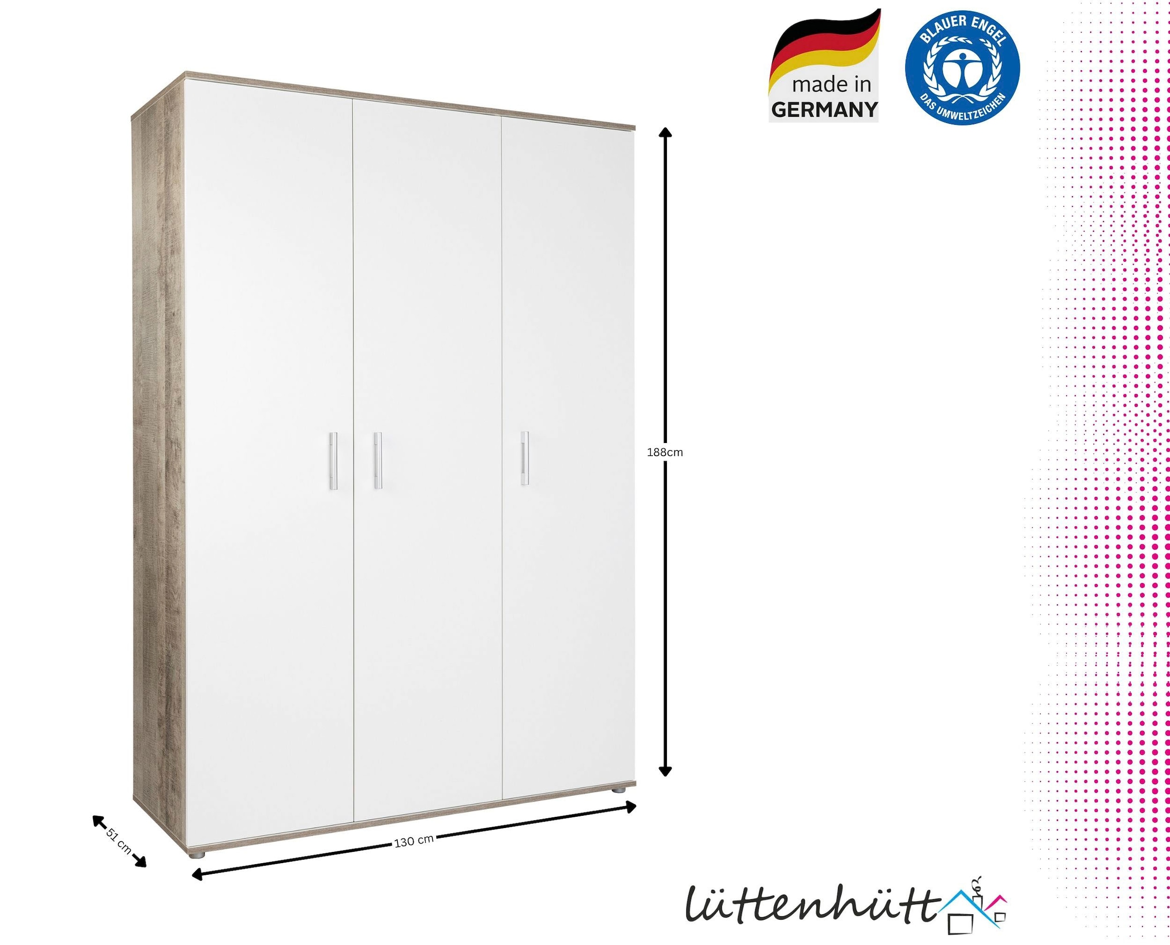Lüttenhütt Kleiderschrank »Henning, Kinderkleiderschrank«, 3-türig