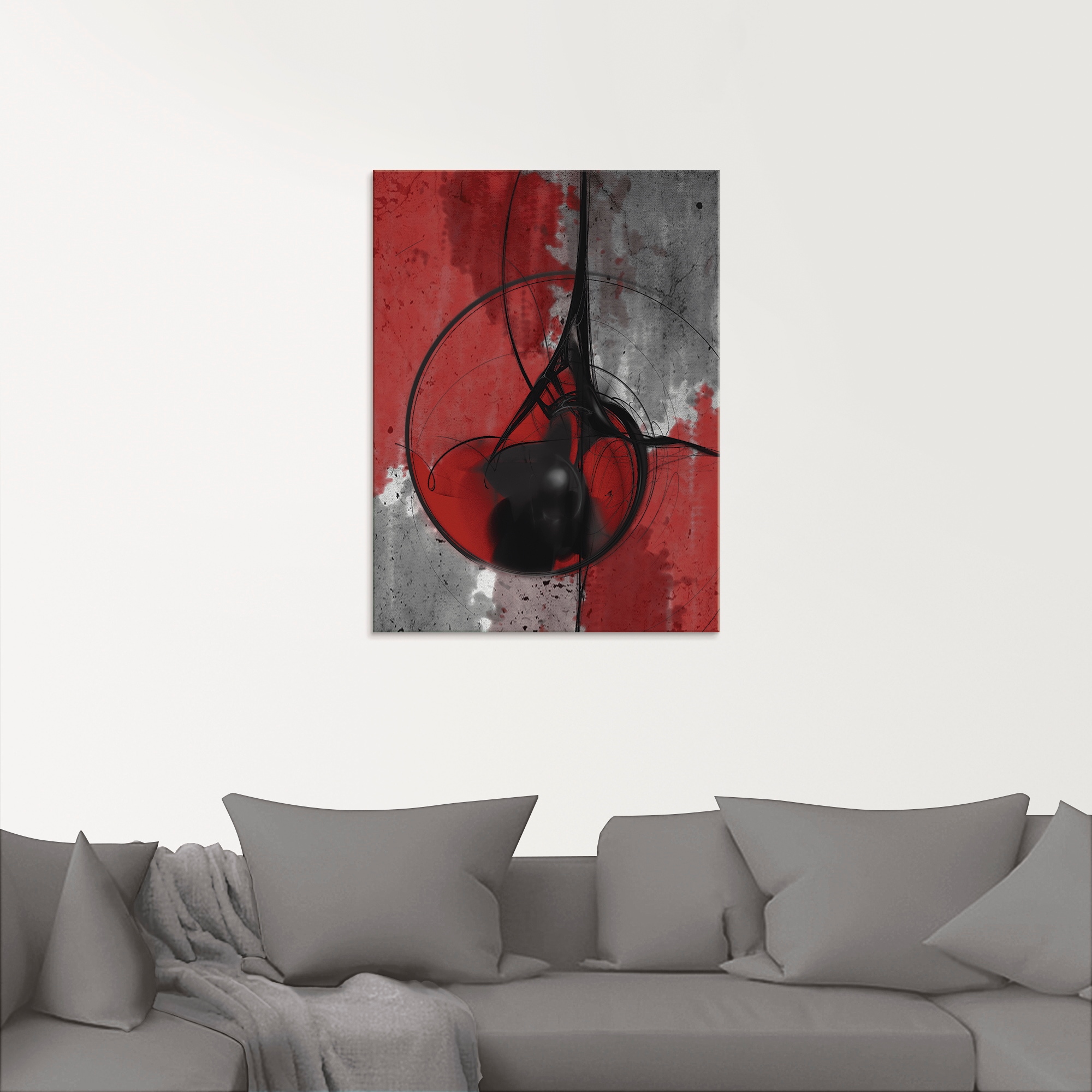 Artland Glasbild »Abstrakt in rot und schwarz«, Gegenstandslos, (1 St.), in verschiedenen Größen
