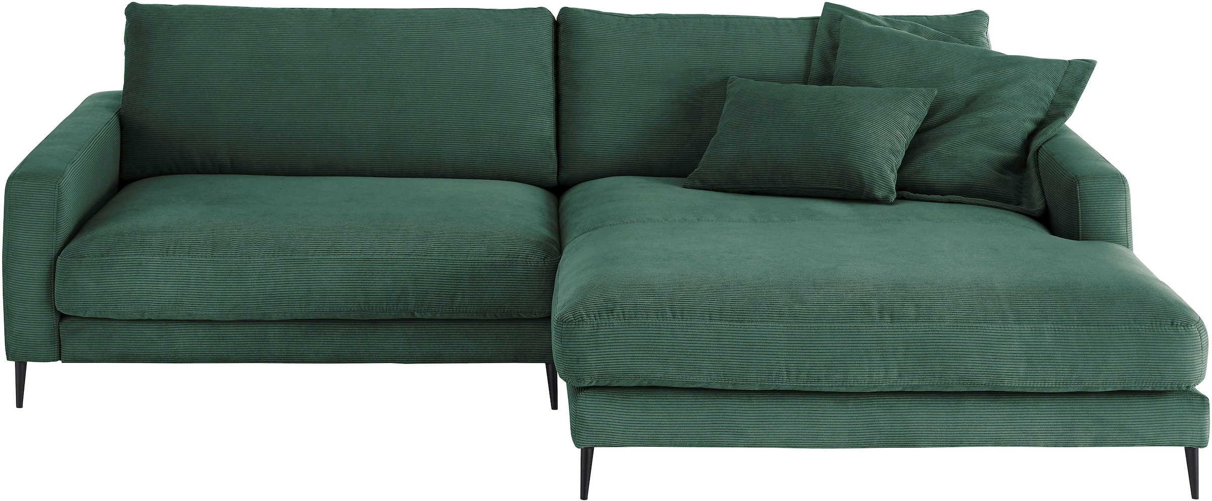INOSIGN Ecksofa »Downtown, B/T/H: 272/190/84 cm L-Form«, weicher Sitzkomfort auch in Cord und Bouclé, incl. Zierkissen