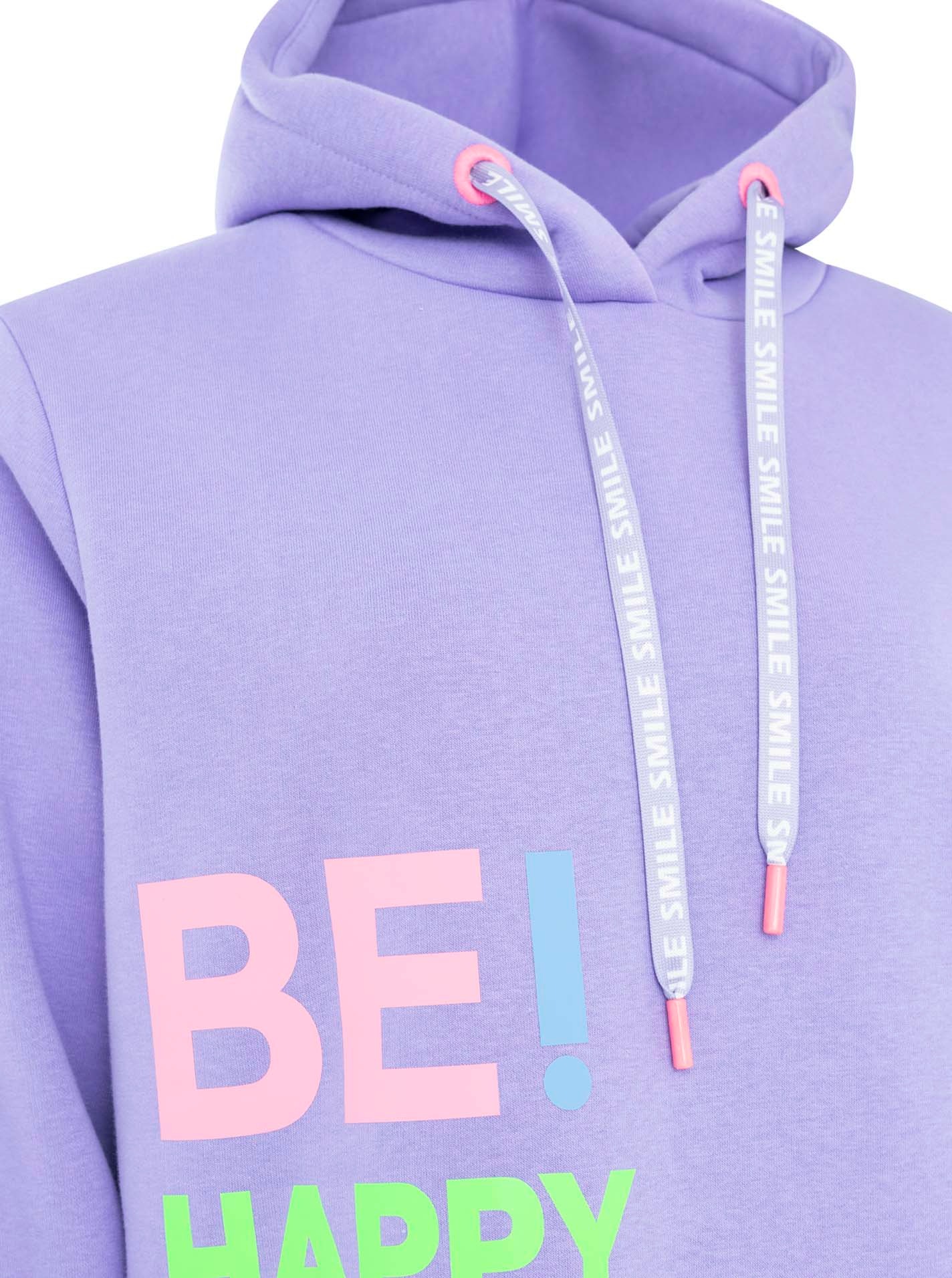 Zwillingsherz Hoodie »"Be Happy!"«, gestreifte Bündchen, Aufdruck auf Brust, Kapuze, Kängurutasche
