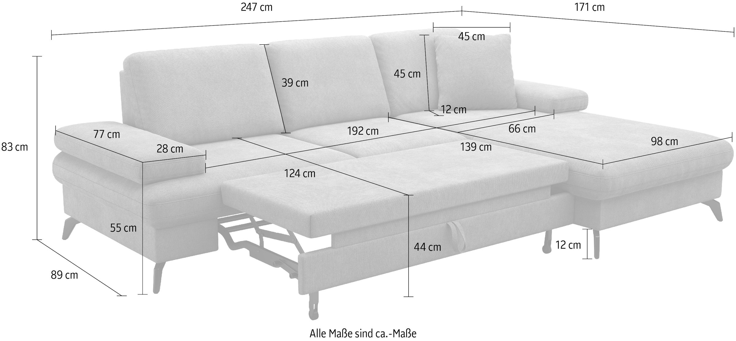 sit&more Ecksofa »Morris Jubi L-Form«, mit Bett- bzw. Schlaffunktion, Armteilverstellung und 1 Zierkissen