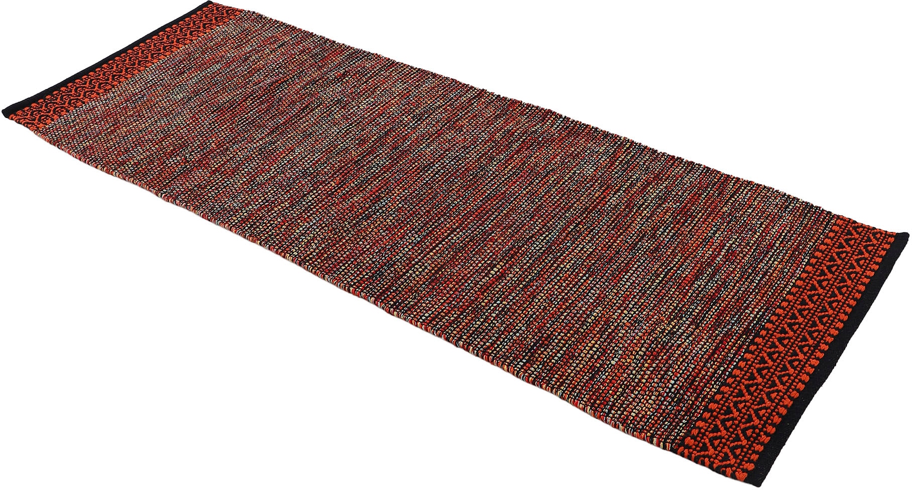 carpetfine Teppich »Kelim Mia,  auch als Läufer erhältlich«, rechteckig, 6 mm Höhe, handgewebt, Baumwolle, Wendeteppich, Fleckerl, Bordüre, Wohnzimmer