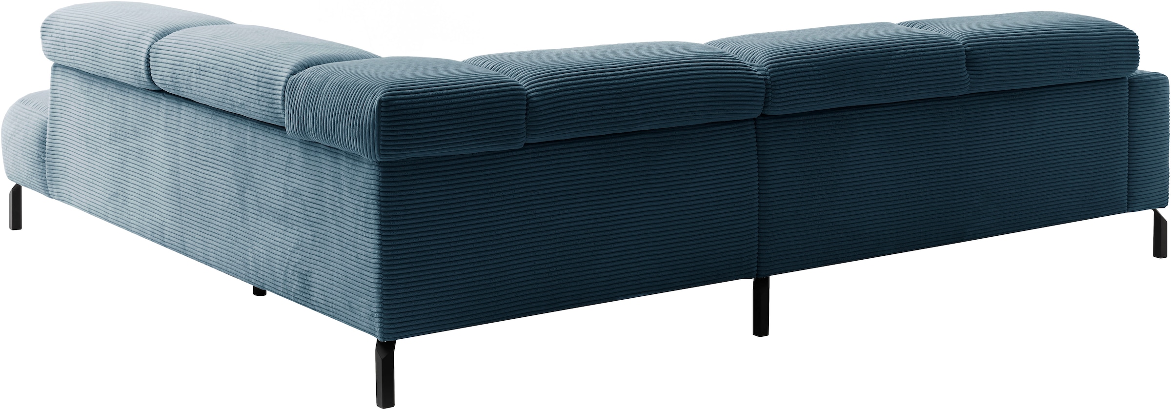 Places of Style Ecksofa »Antonelli, L-Form, inkl. Kopfteilverstellung, Breite 276 cm«, mit elektrischer Sitztiefenverstellung, in Cord, petrol