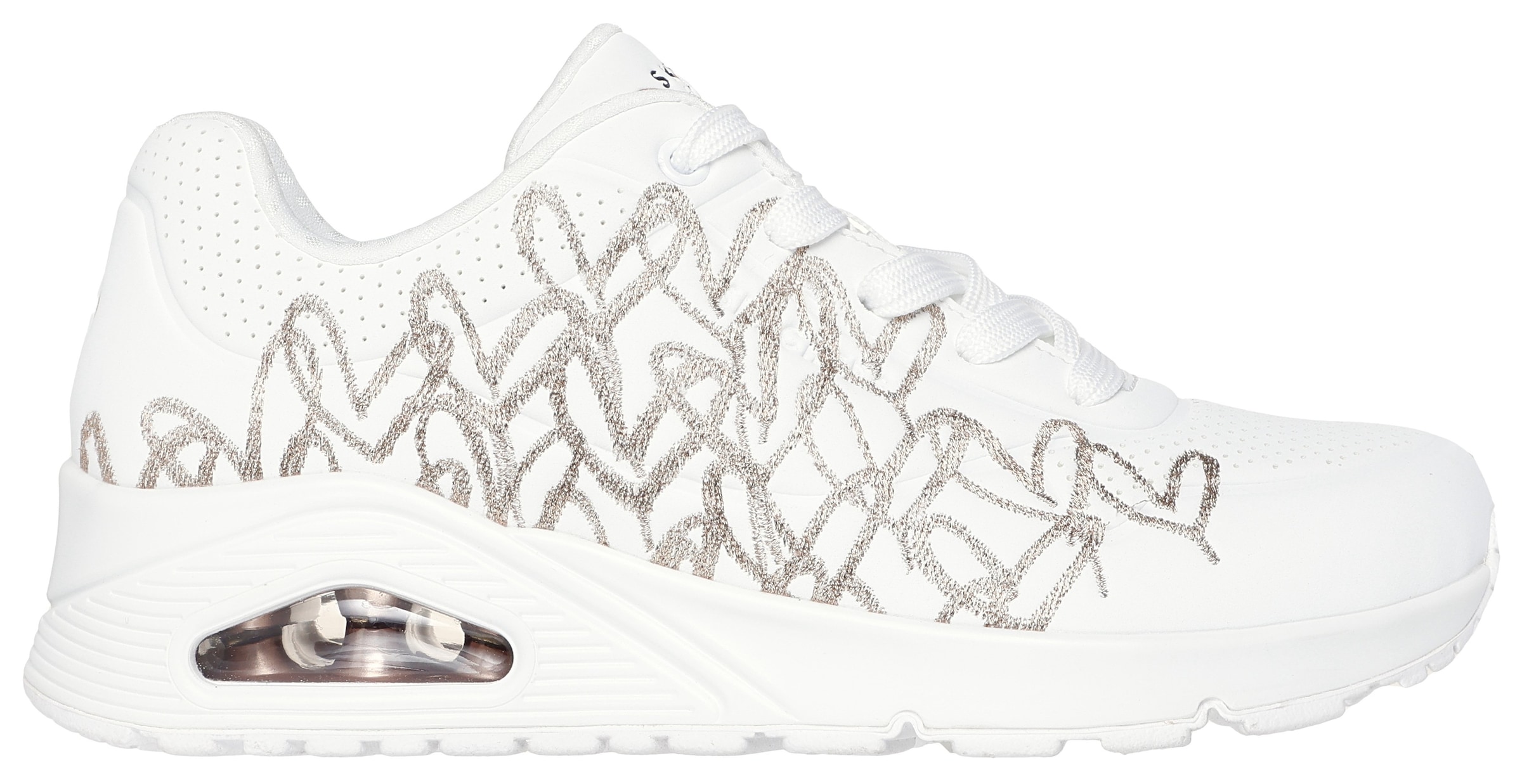 Skechers Sneaker »UNO-GOLDEN HEART«  Freizeitschuh , Schnürschuh mit goldfarbenen Mylar-Stickereien