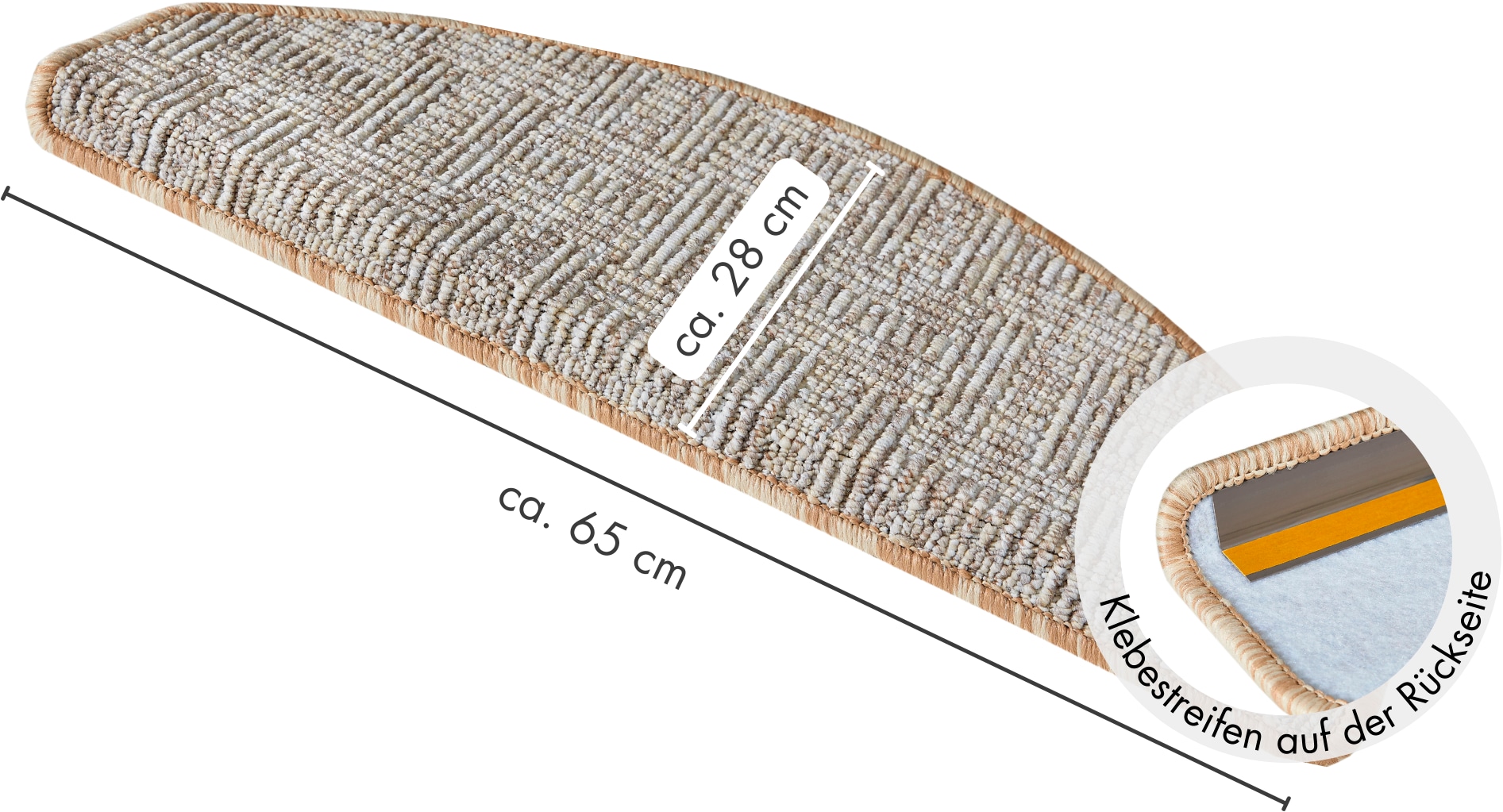 Andiamo Stufenmatte »Leo, Made in Poland« halbrund 6 mm Höhe grobe melierte Schlinge, selbstklebend, 15 Stück in einem Set