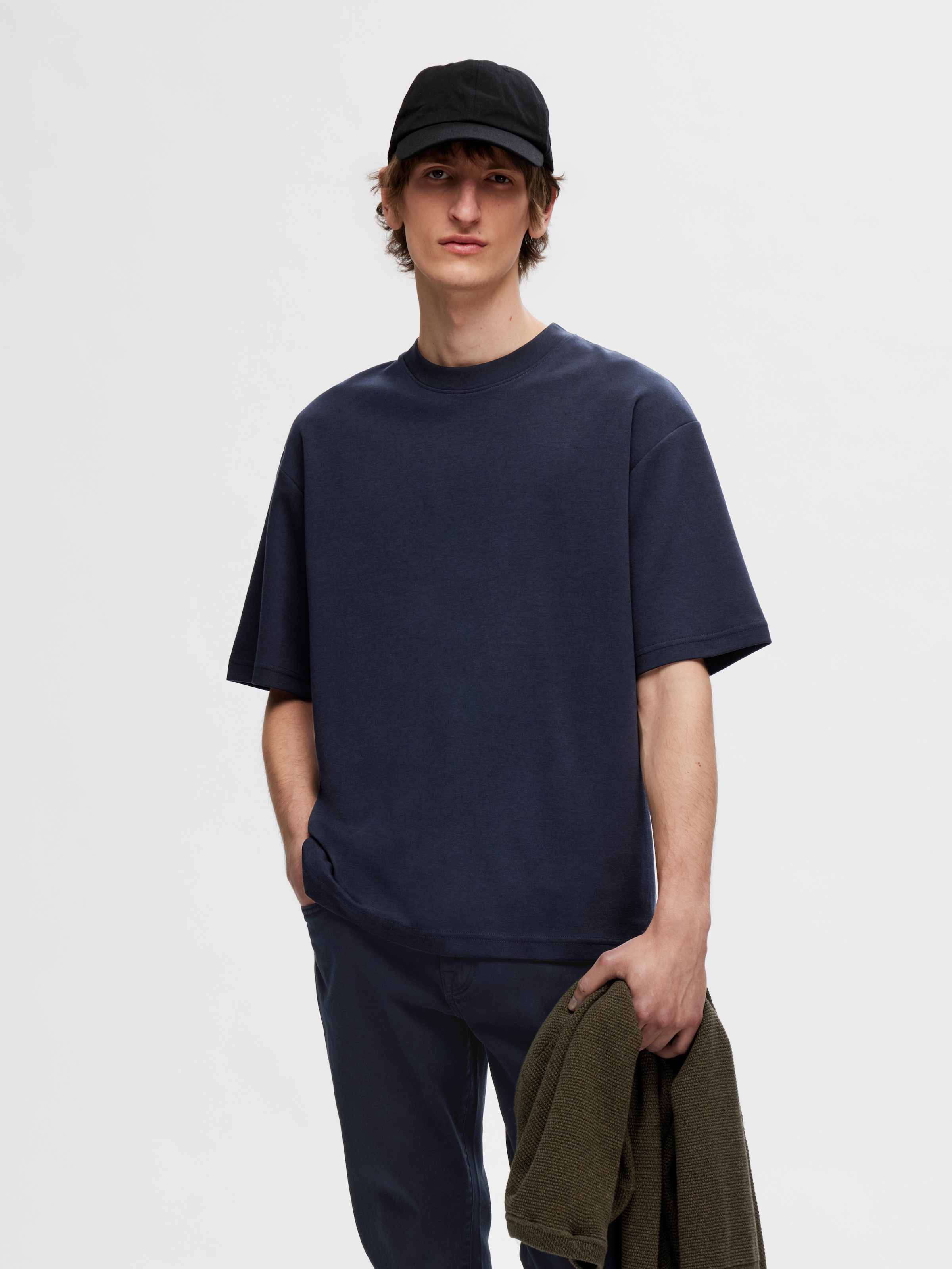 SELECTED HOMME Rundhalsshirt »SLHLOOSEOSCAR SS O-NECK TEE NOOS«