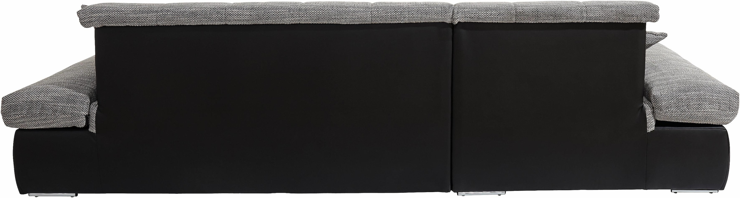 DOMO collection Ecksofa »Moric, L-Form, XXL-Sofa - Breite 300cm«, wahlweise mit Bettfunktion und Armteilverstellung, schwarz-weiß-grau