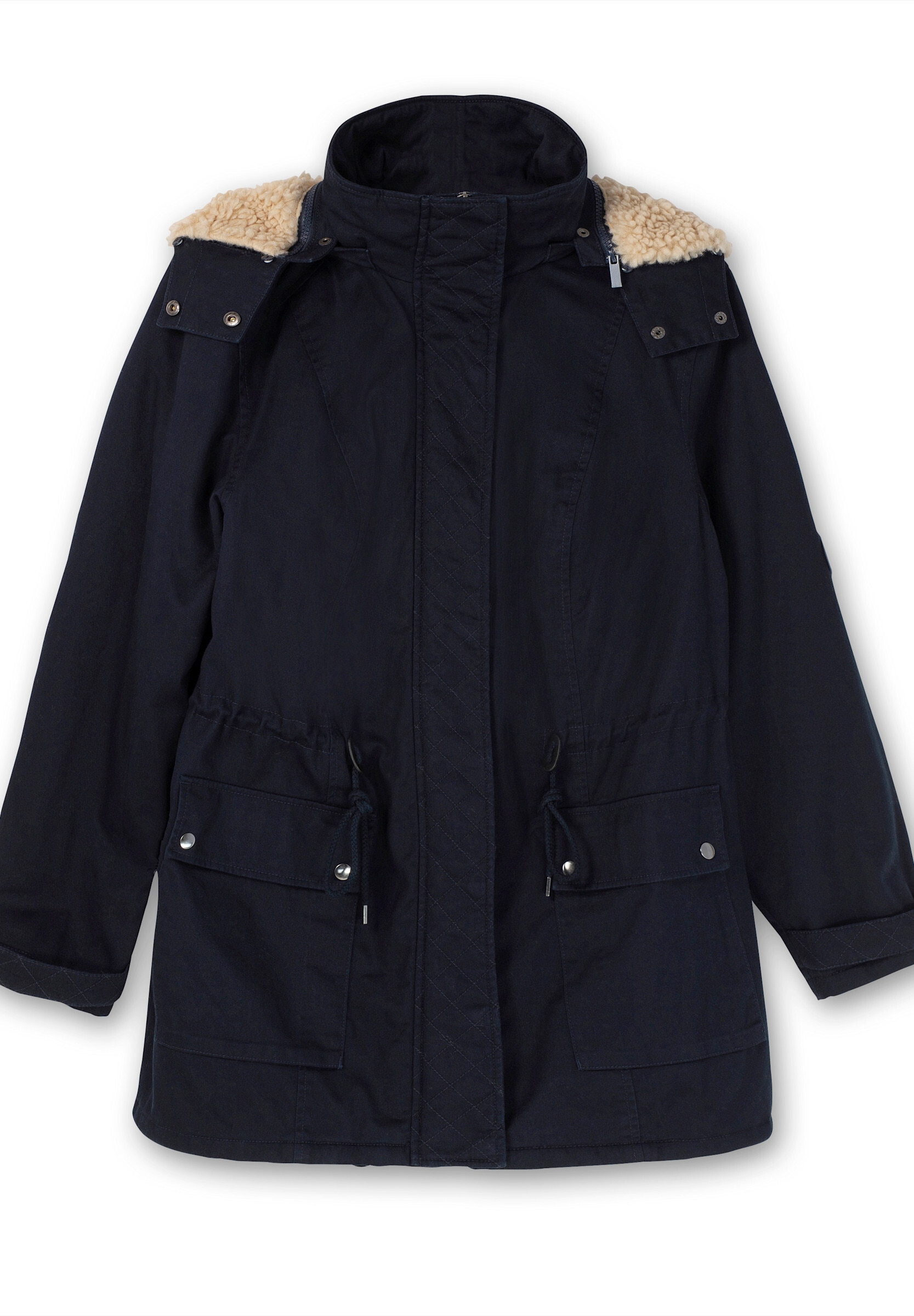 Sheego Parka »Parka Parka mit Taillen-Gummizug, warm wattiert« Abnehmbare Kapuze