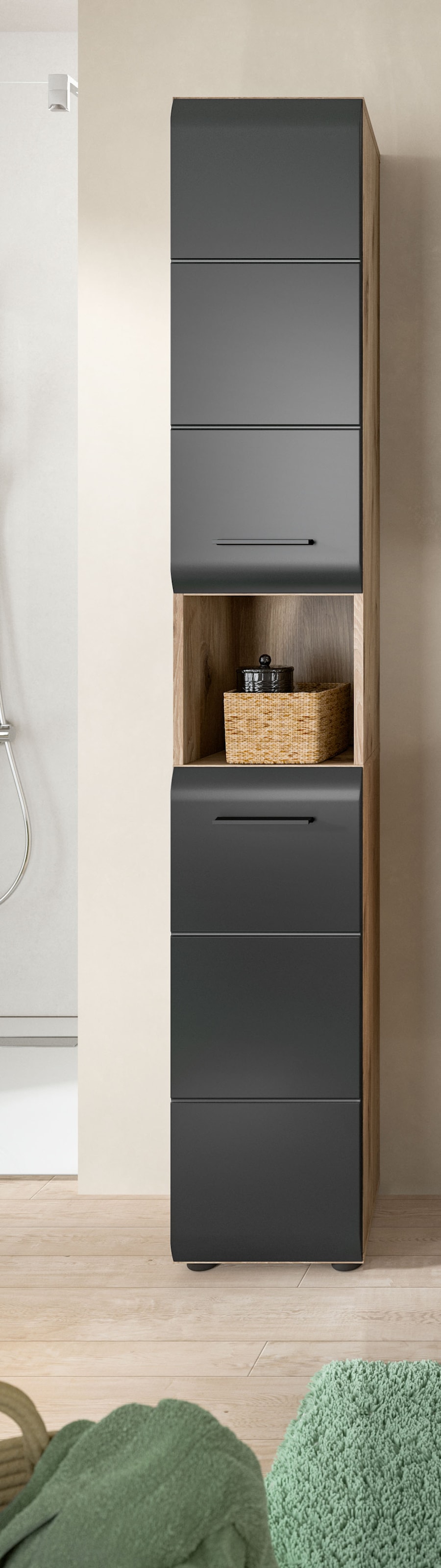 INOSIGN Stauraumschrank 1 Stk. tlg. Florenz, Badschrank Hoch Nox Oak NB, 185 cm Höhe