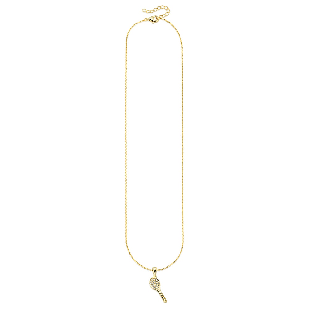 Firetti Kette mit Anhänger »Schmuck Geschenk Halskette mit Anhänger Tannisschläger« mit Zirkonia (synth.)