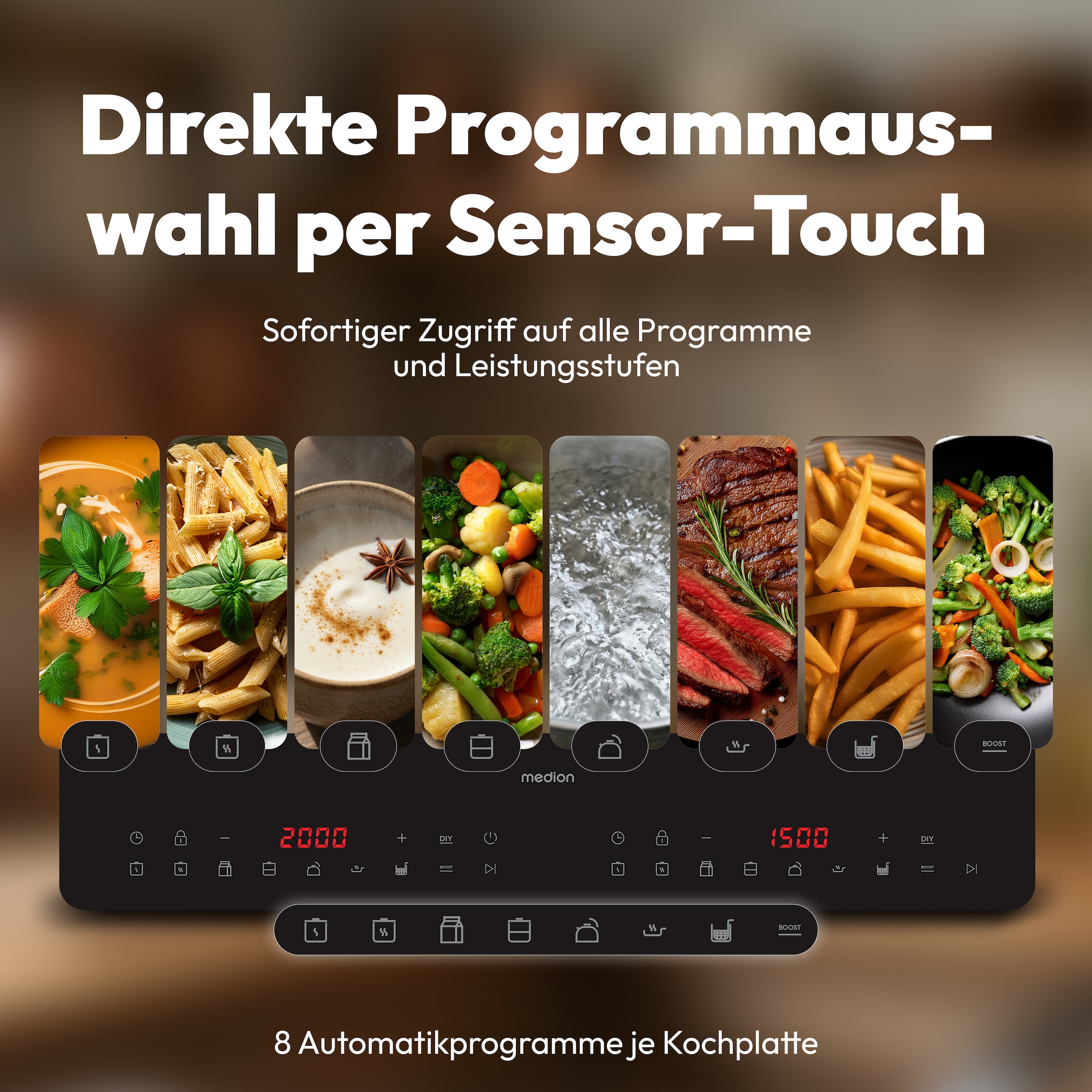 Medion® Doppel-Induktionskochplatte »MD 100091« flacher als herkömmliche Geräte
