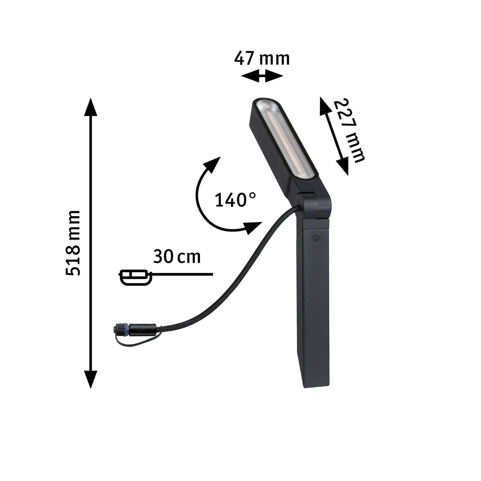 Paulmann LED Gartenstrahler »Plug & Shine Ito Einzelspot Vertikale Ausrichtung 3000K 6W Anthrazit«, 1 flammig, IP65