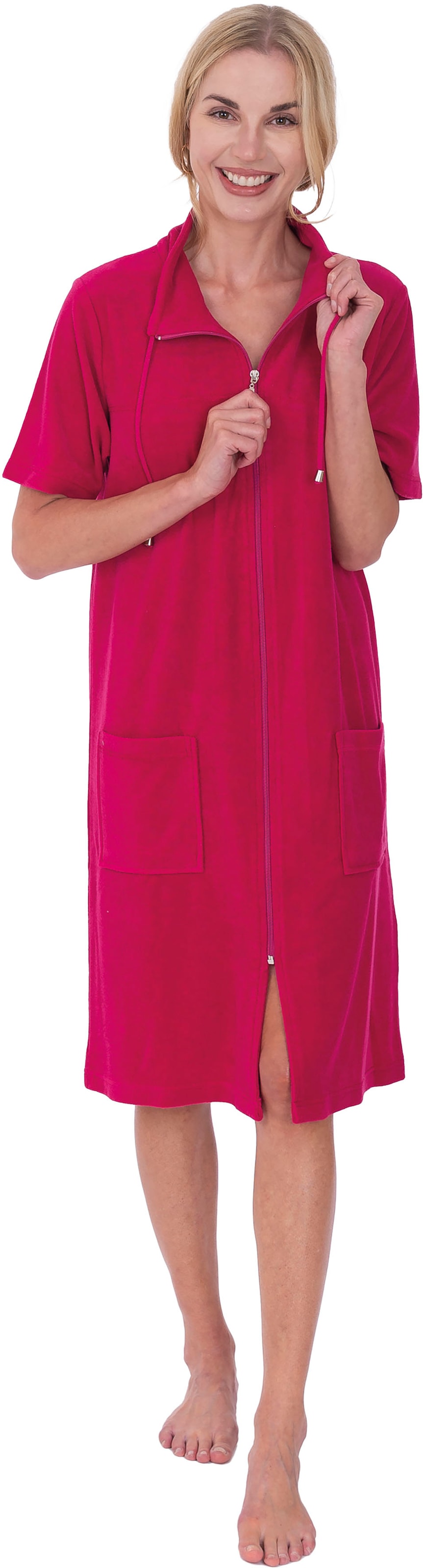 Wewo fashion Damenbademantel »033«, (1 St.), Strandkleid, kurz, mit  Reißverschluss, Kragen mit Kordel, Kurzarm kaufen bei OTTO