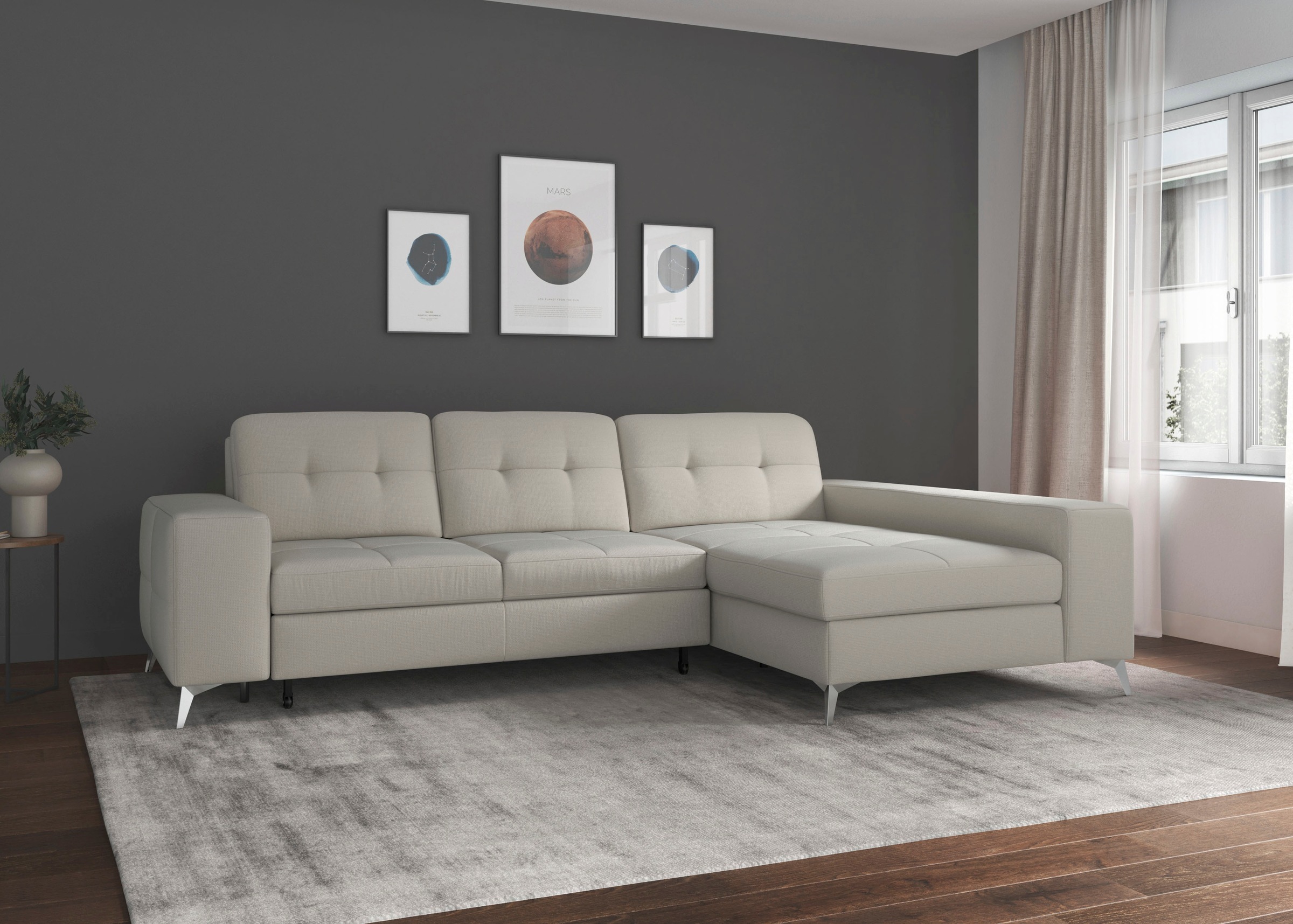 sit&more Ecksofa »Baviene L-Form«, inklusive Sitztiefenverstellung und Federkern, wahlweise Bettfunktion